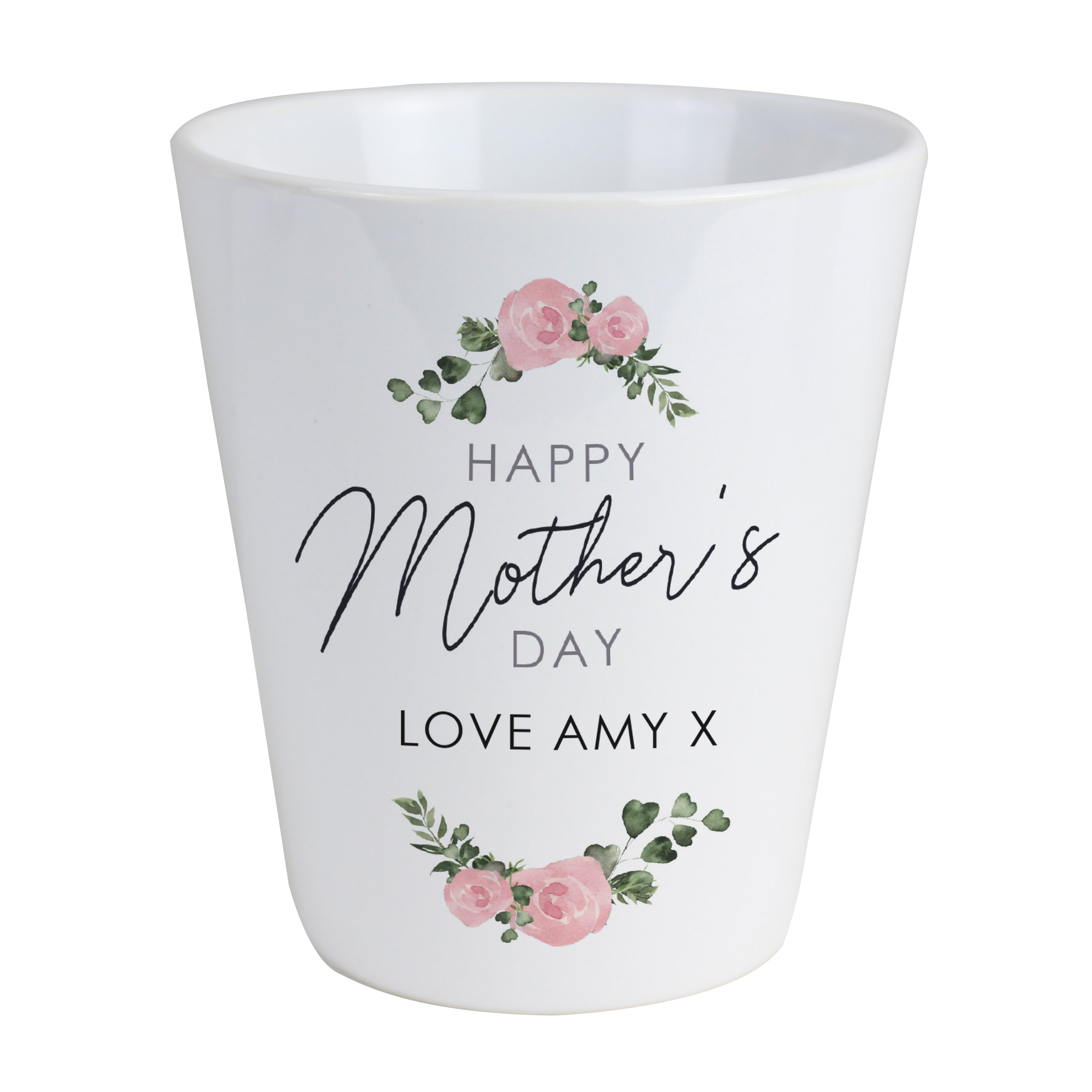 Personalised Abstract Rose Happy Mothers Day Plant Pot