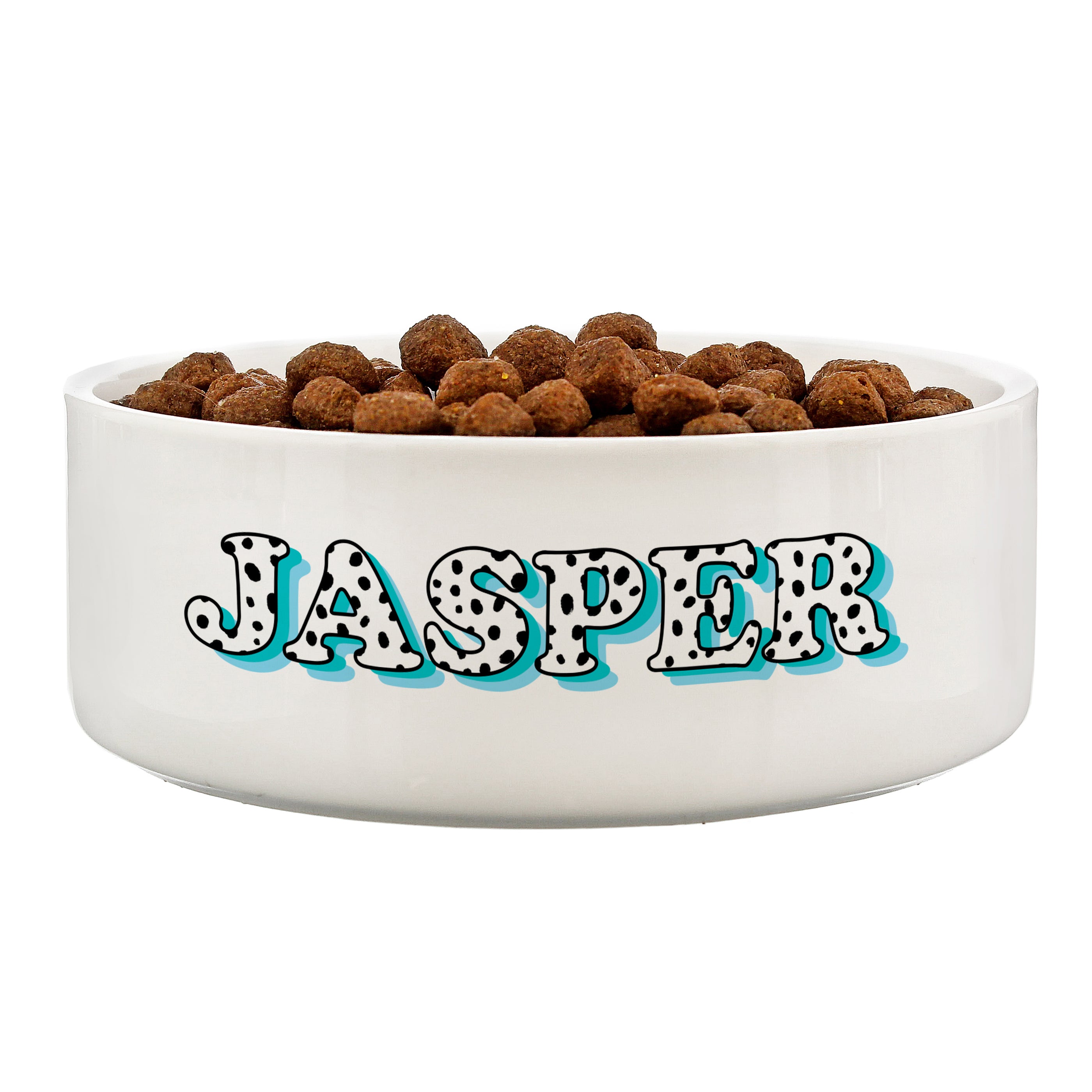 Personalised Blue Spots Name 14cm Medium Pet Bowl