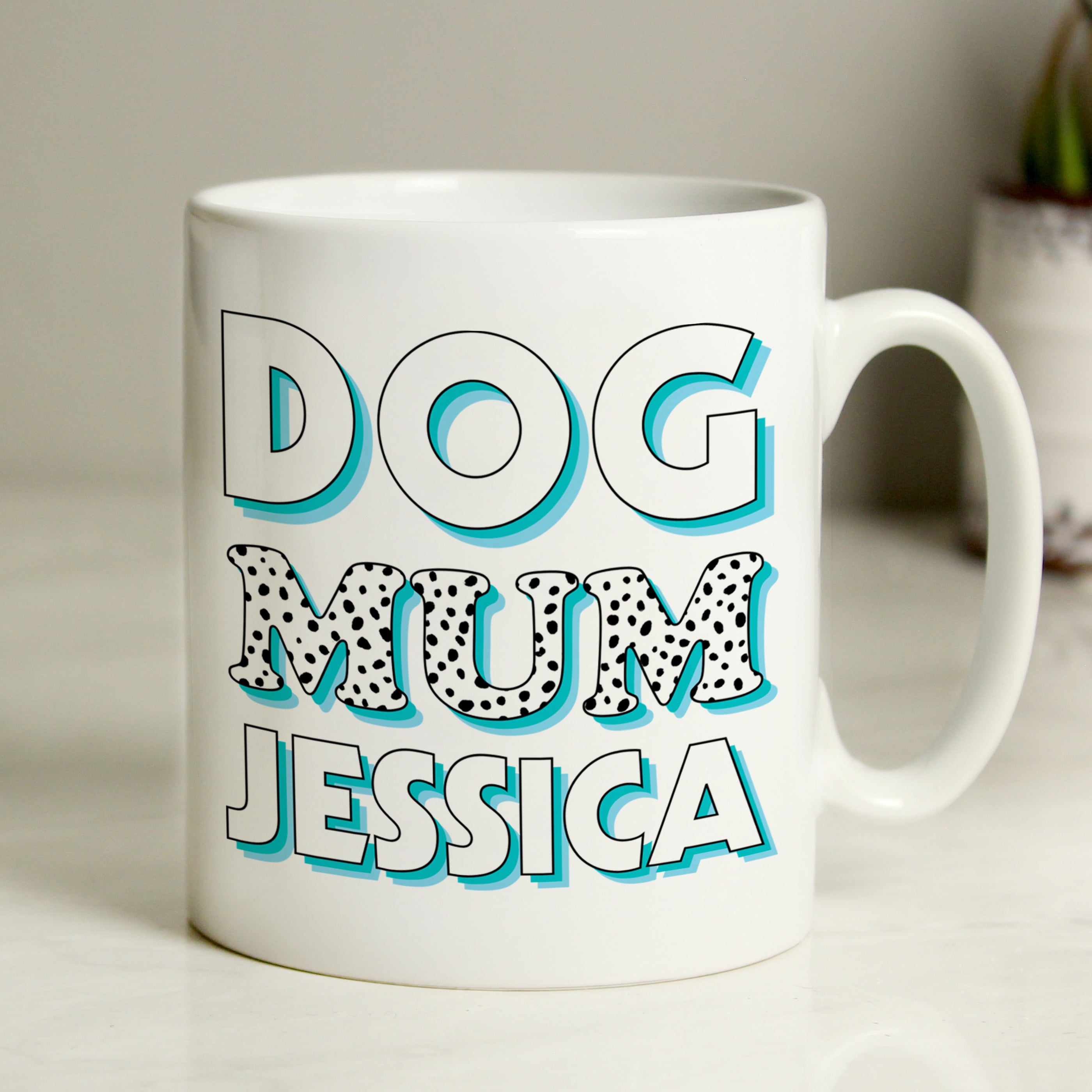 Personalised Dog Mum Blue Spots Mug