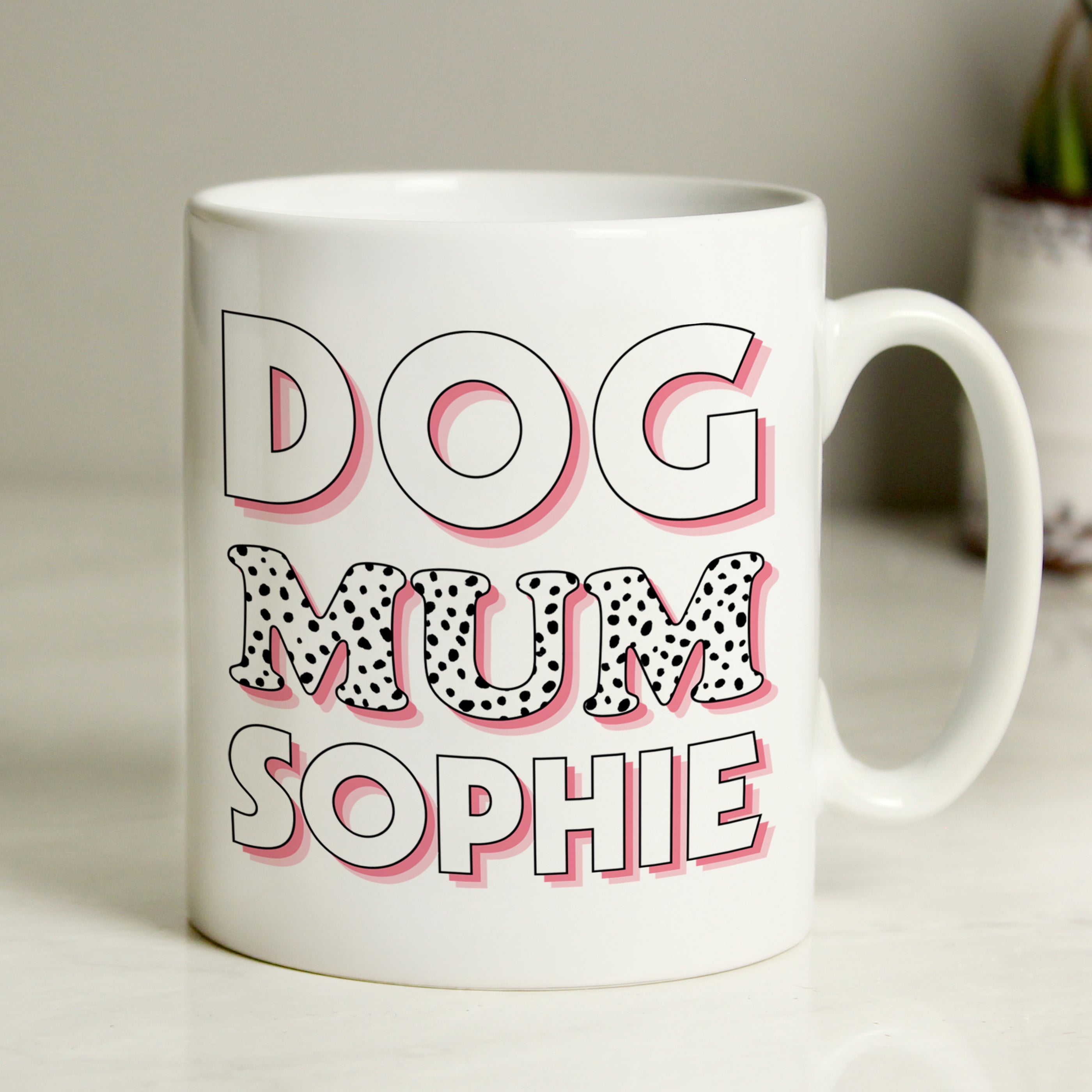 Personalised Dog Mum Pink Spots Mug