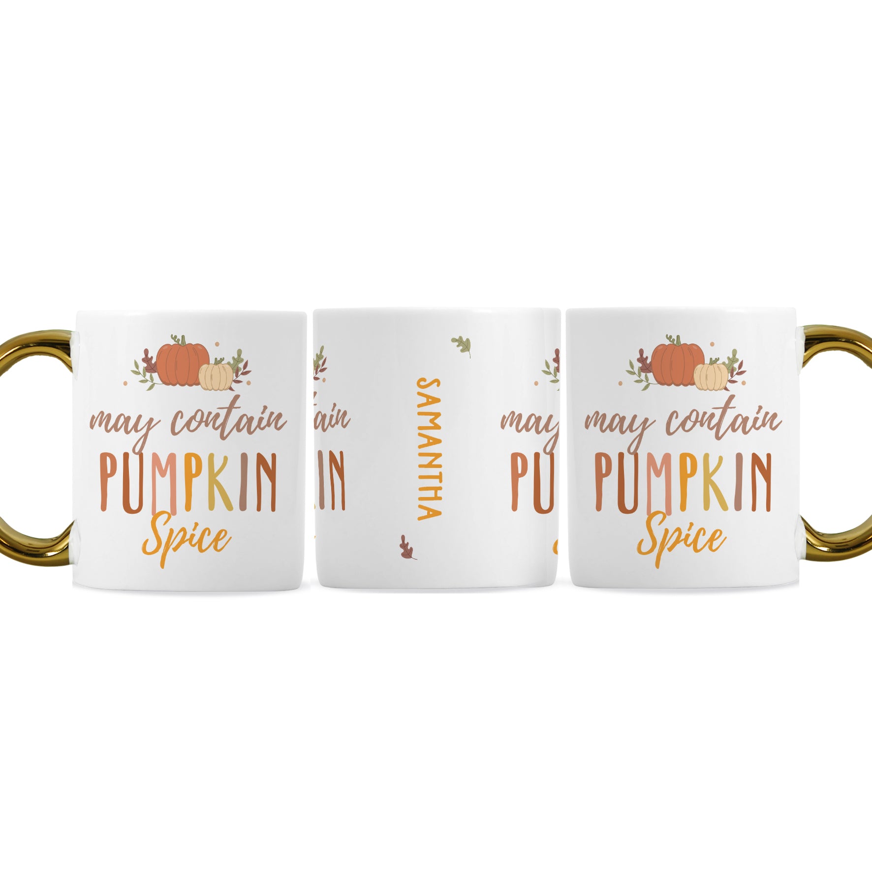 Personalised Pumpkin Spice Gold Handle Mug