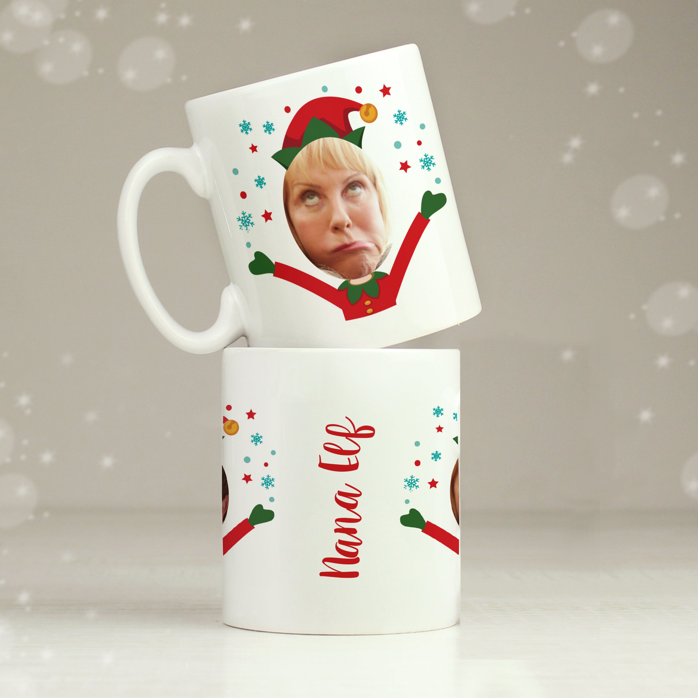 Personalised Photo Upload Christmas Elf Mug