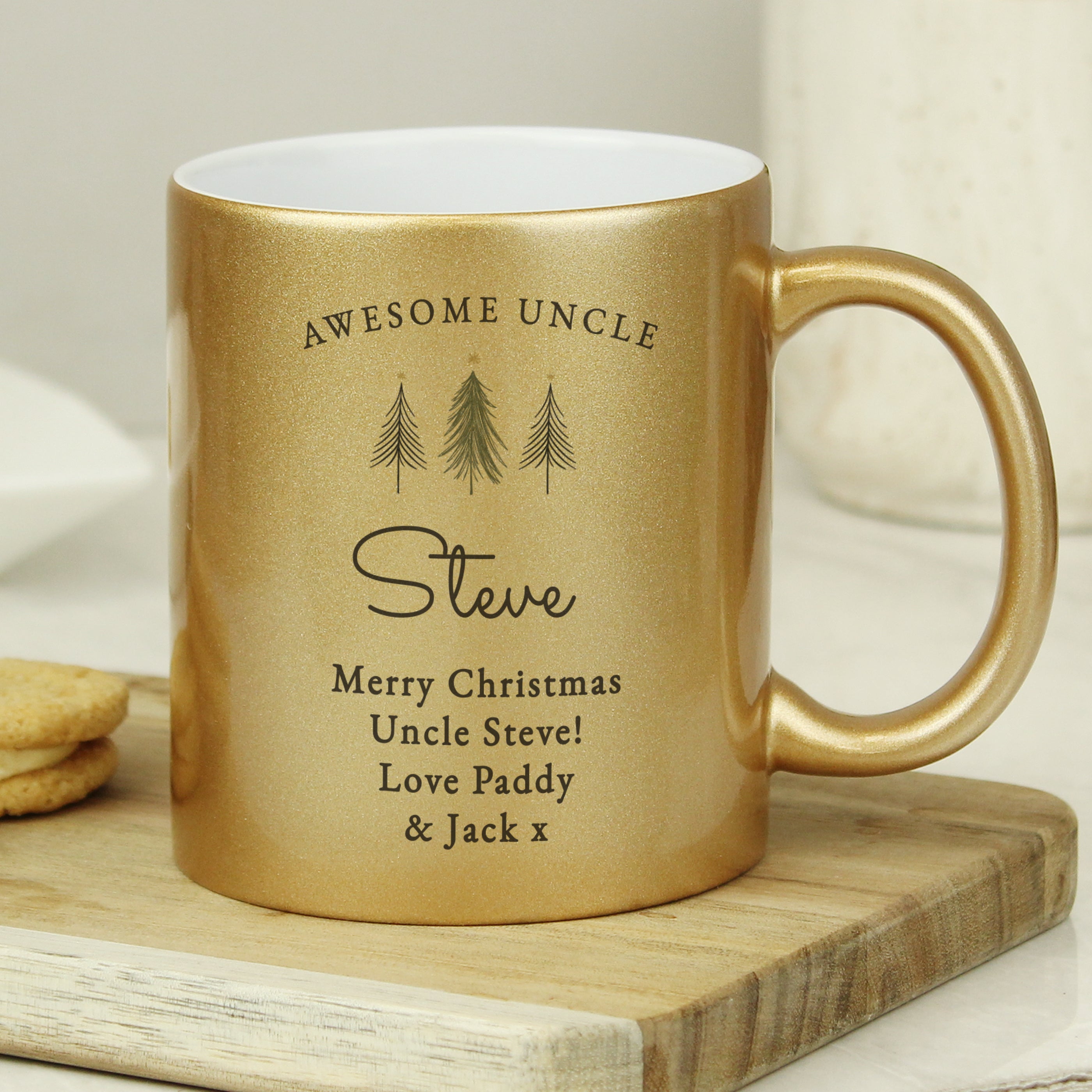 Personalised Christmas Tree Gold Glitter Mug