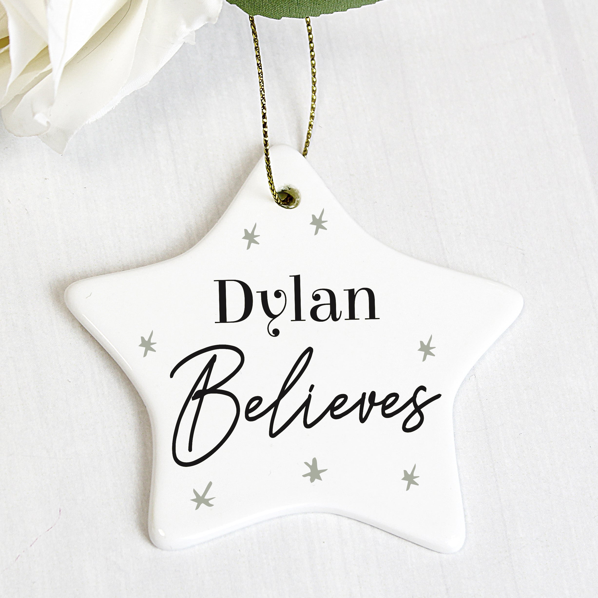 Personalised Believes Ceramic Star Decoration