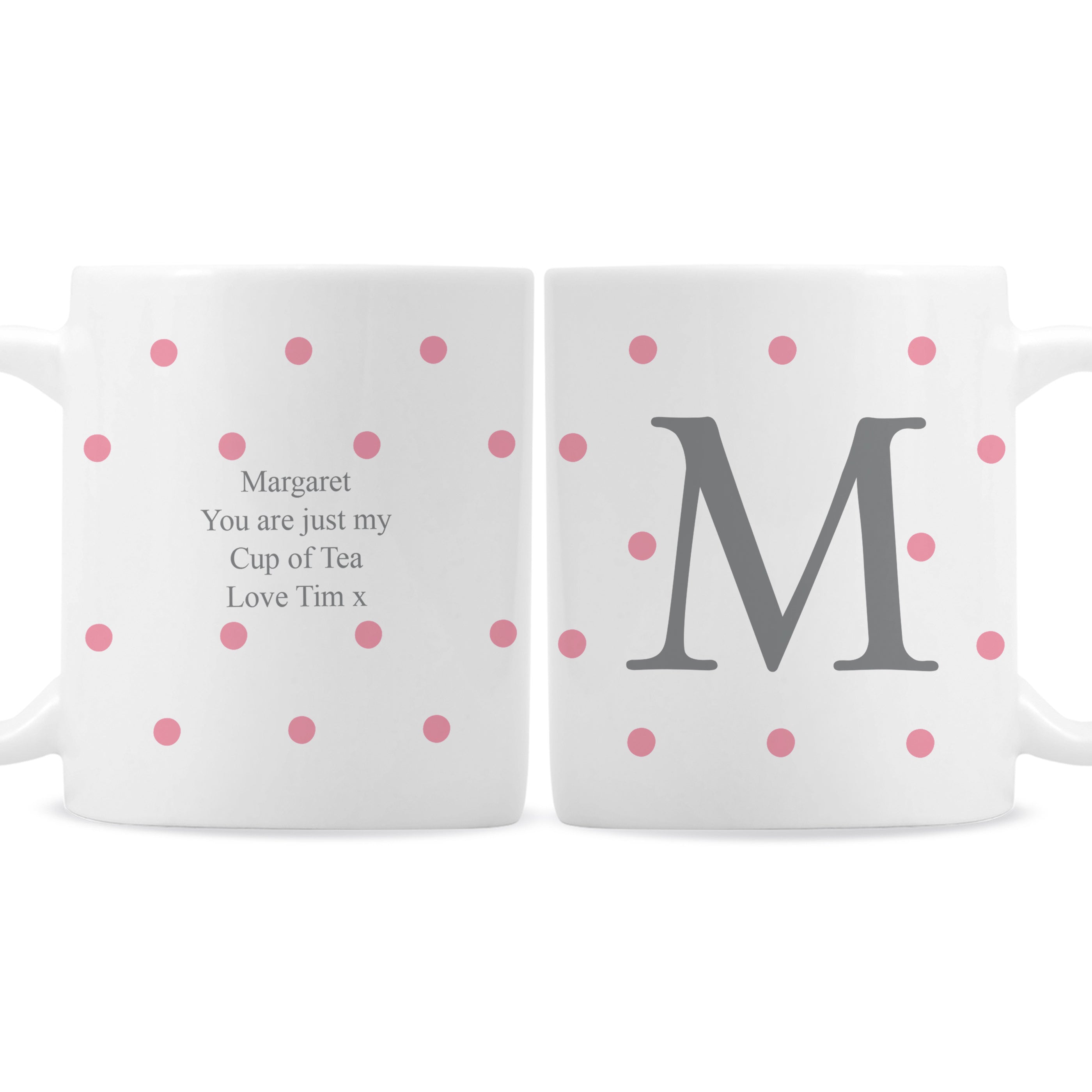 Personalised Monogram Pink Spot Mug