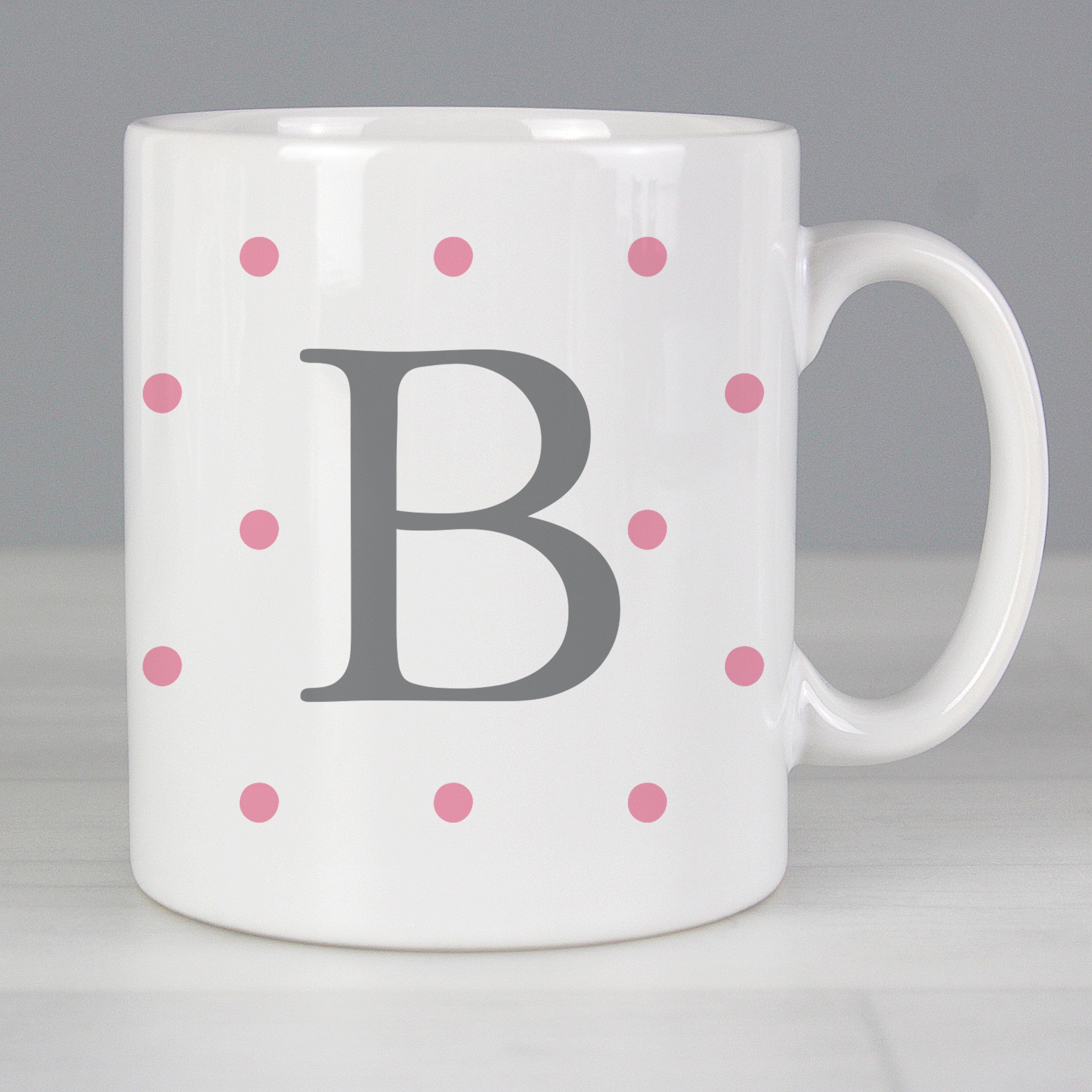 Personalised Monogram Pink Spot Mug