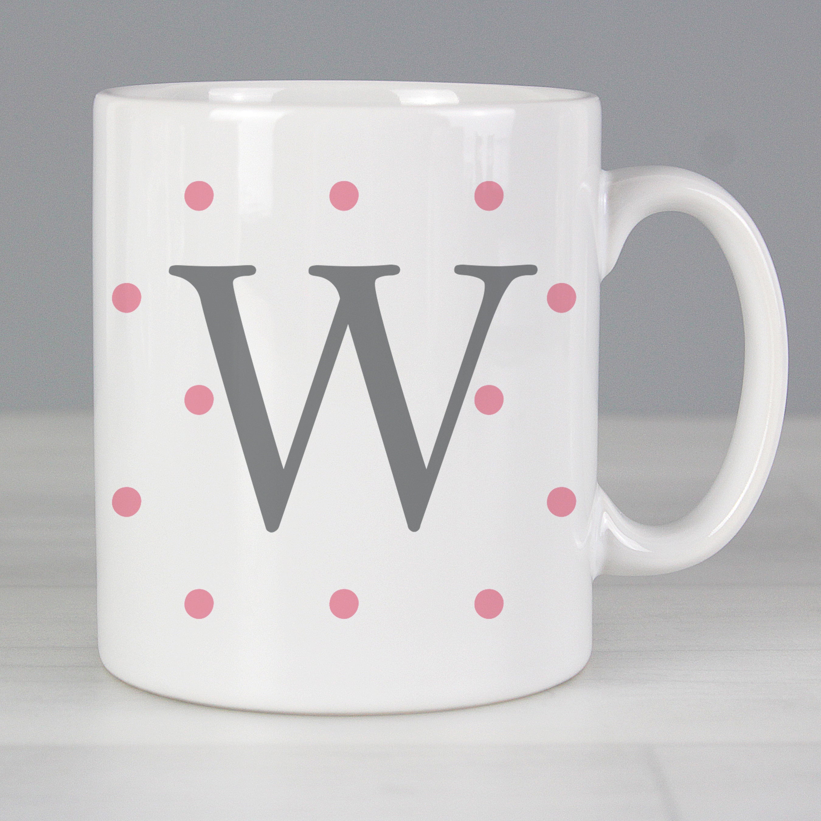 Personalised Monogram Pink Spot Mug