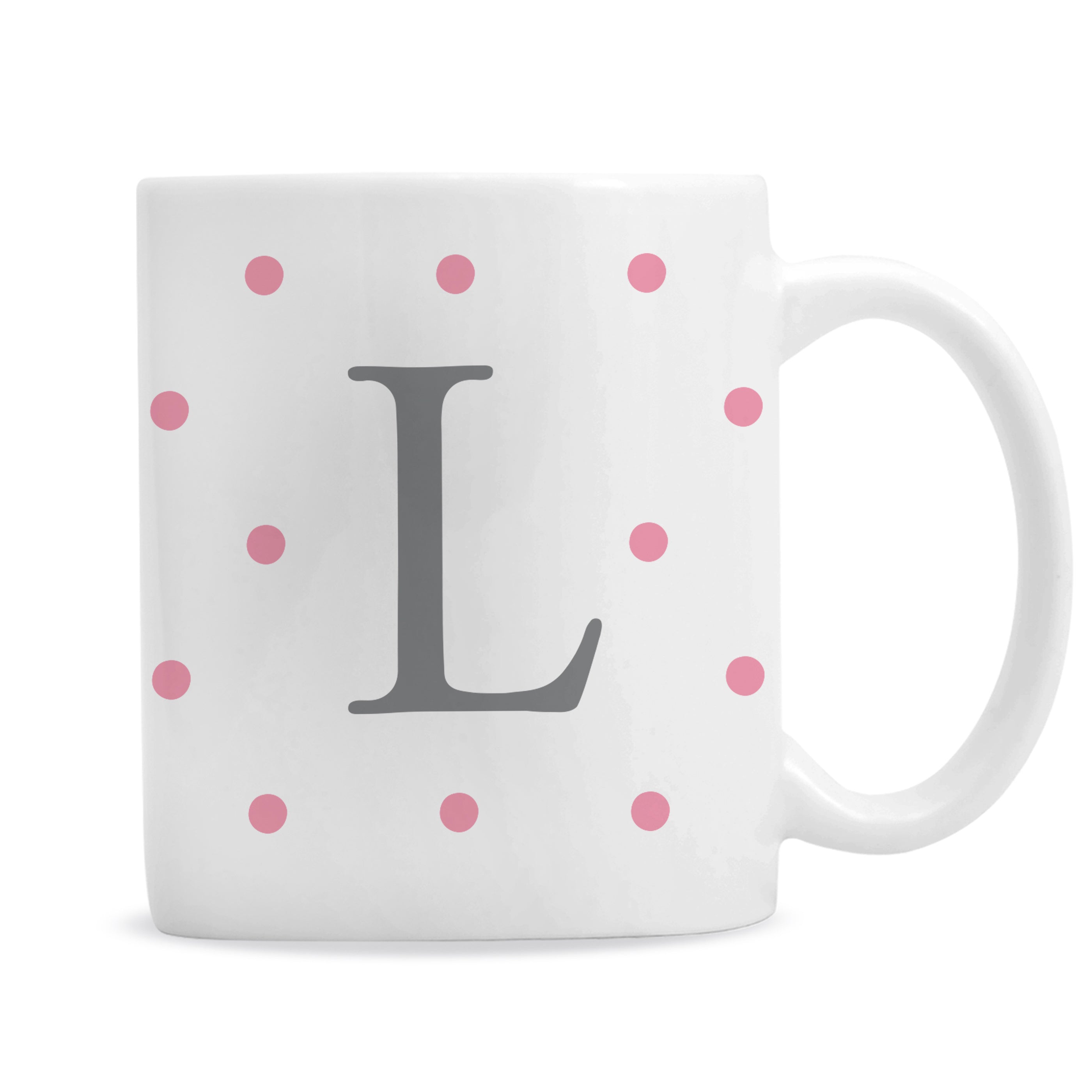 Personalised Monogram Pink Spot Mug