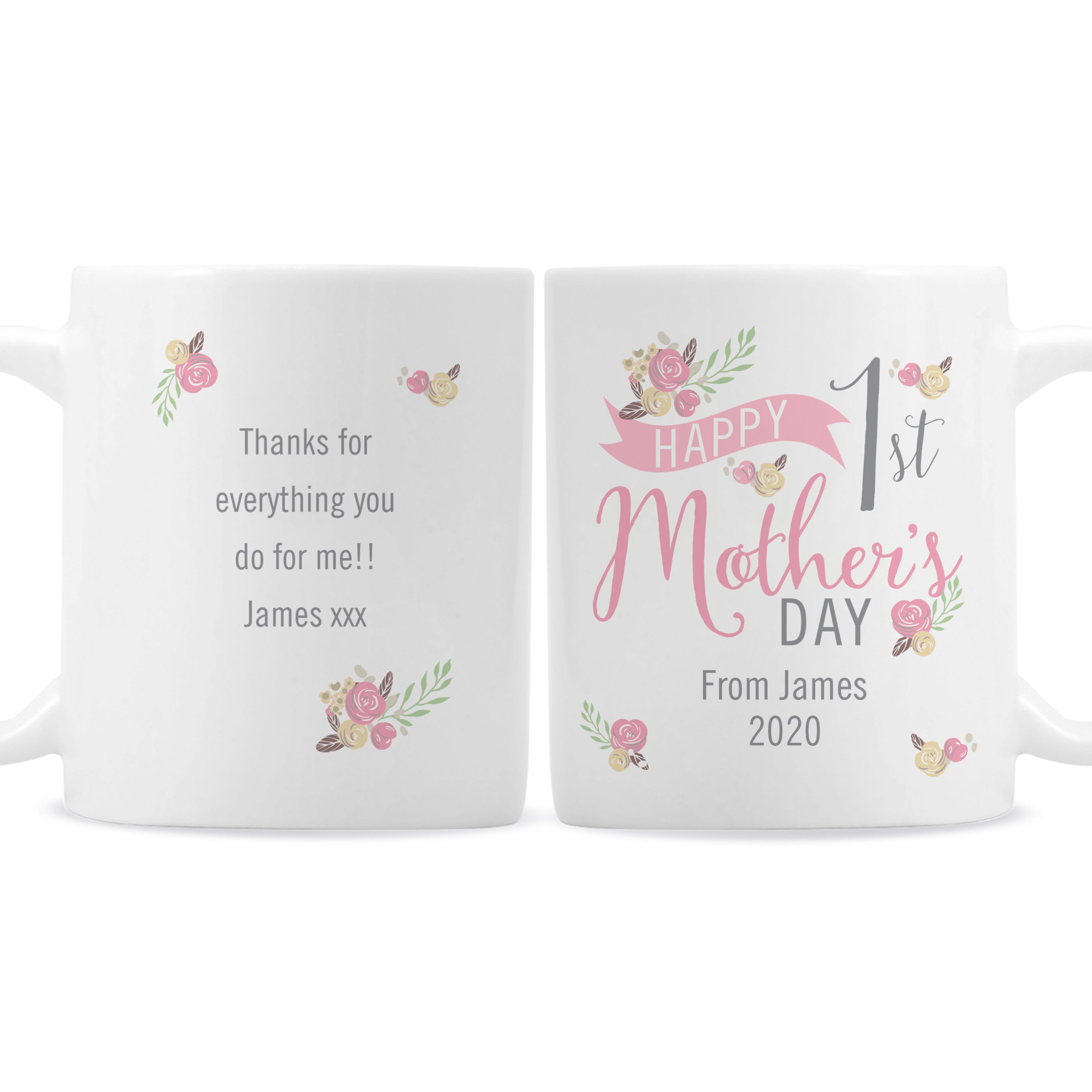 Personalised Floral Bouquet 1st Mothers Day Mug