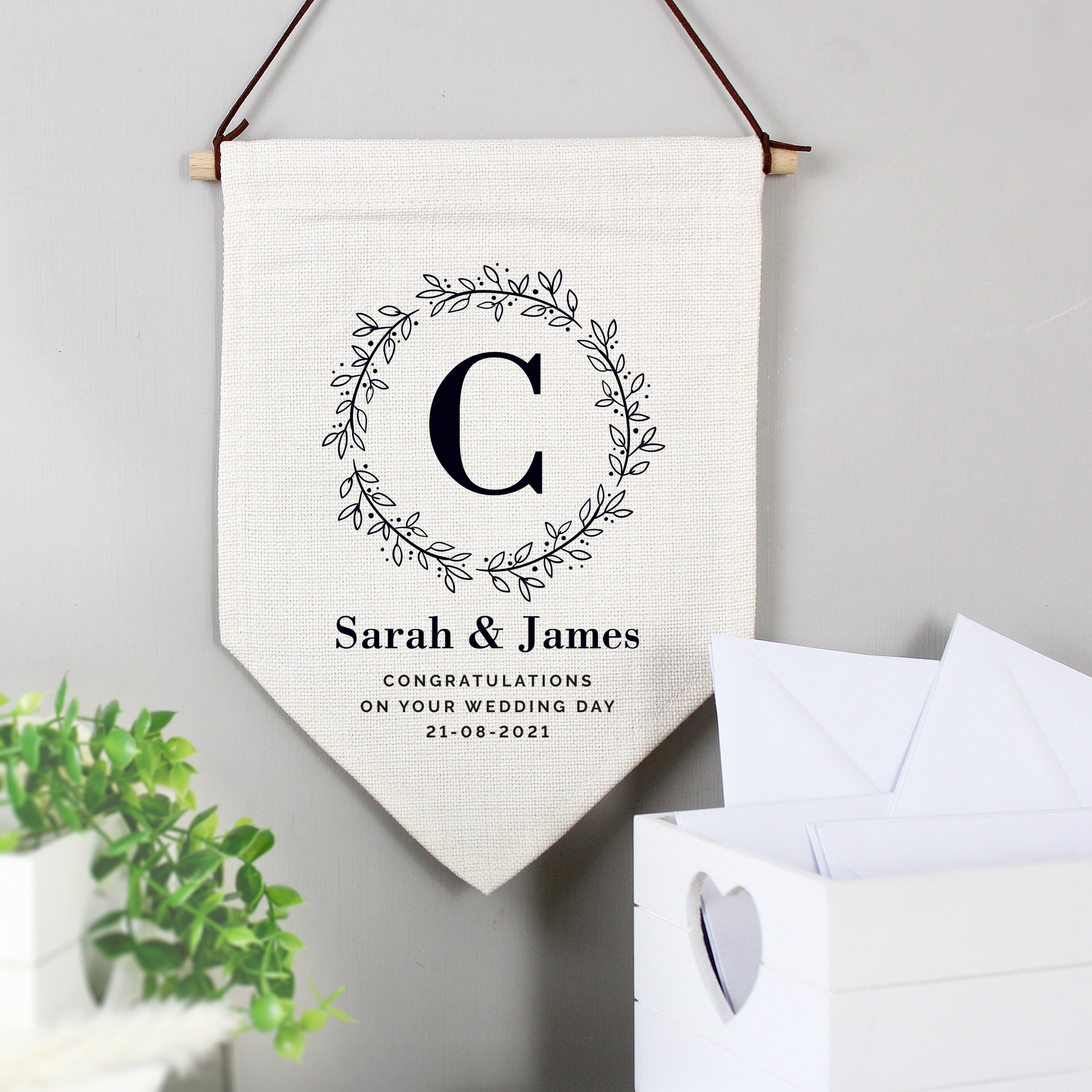 Personalised Floral Leaf Hanging Banner