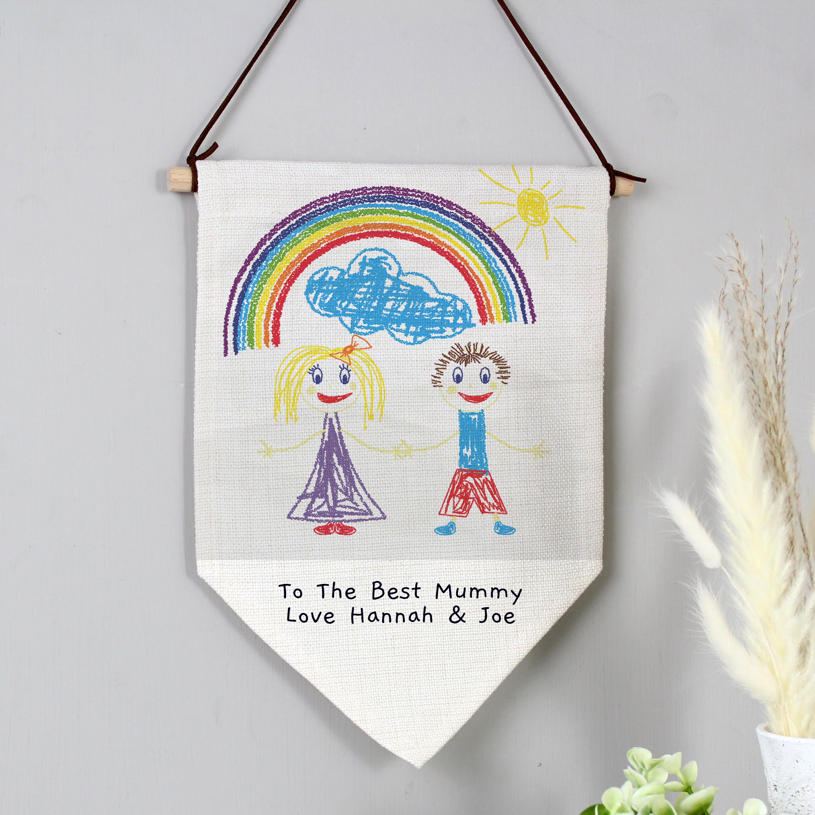 Personalised Childrens Drawing Photo Upload Hanging Banner