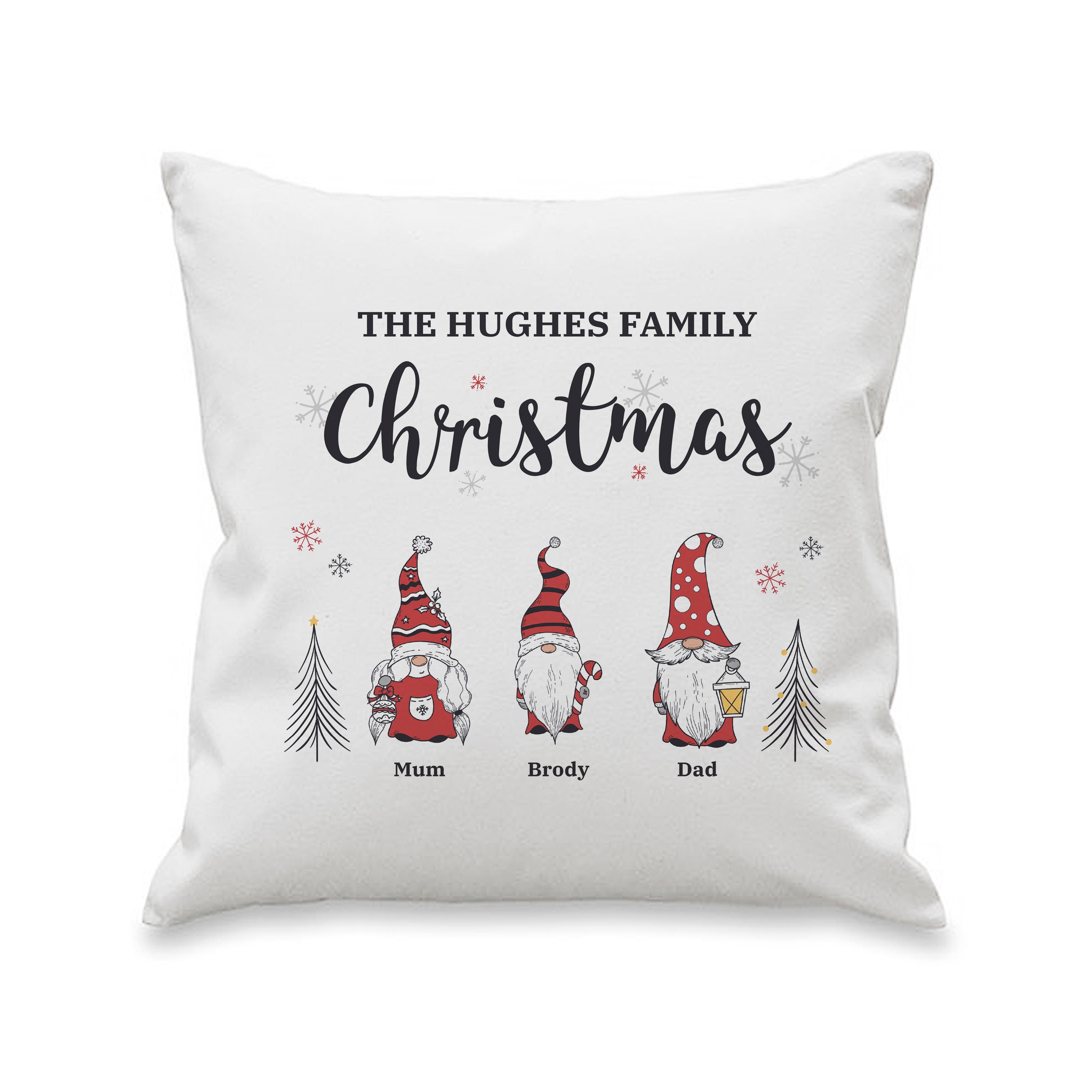 Personalised Gonk Family Christmas Cushion