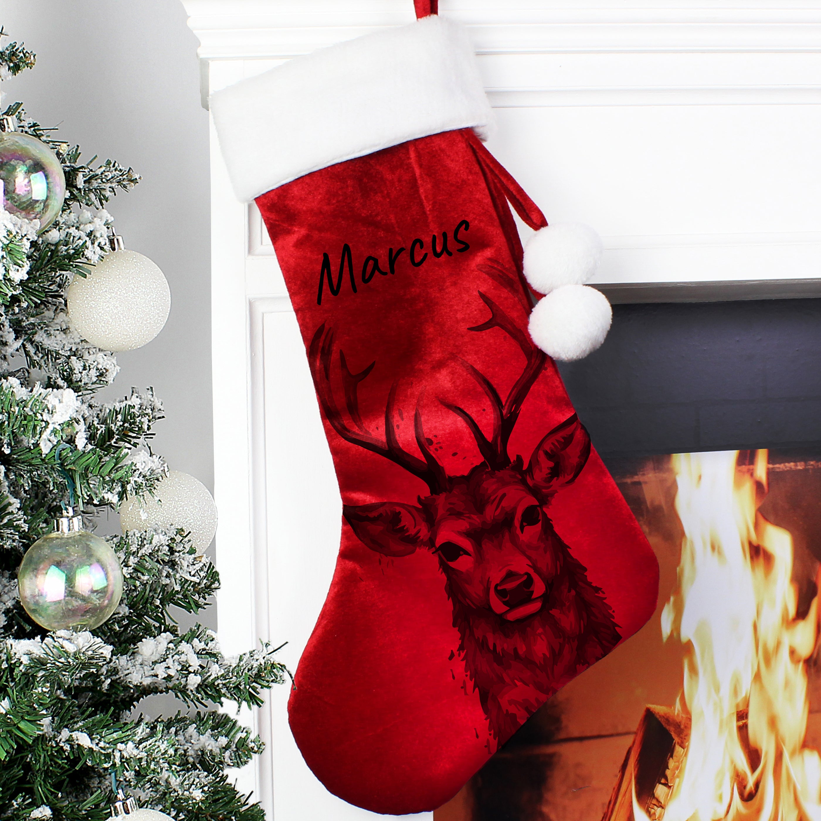 Personalised Stag Red Stocking