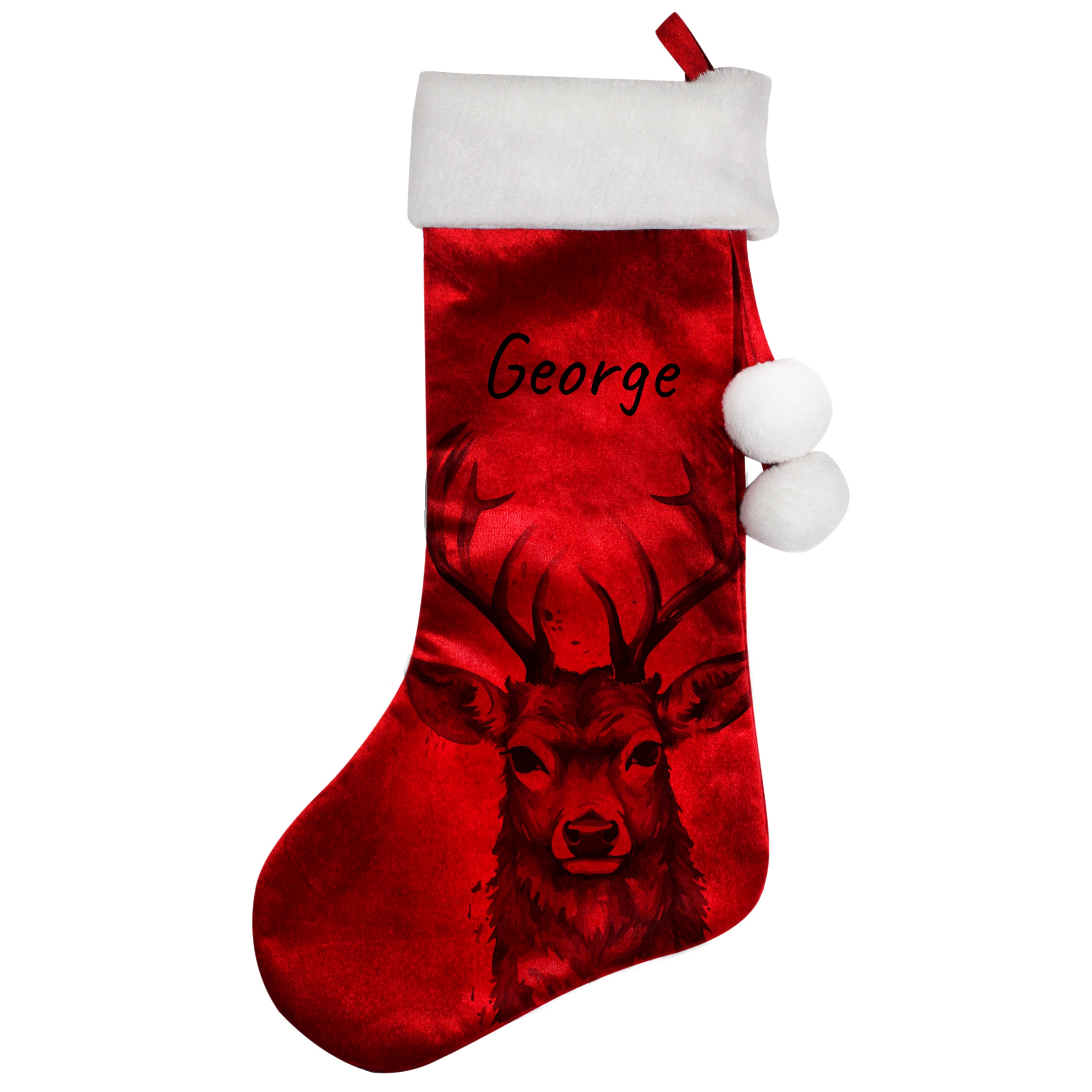 Personalised Stag Red Stocking