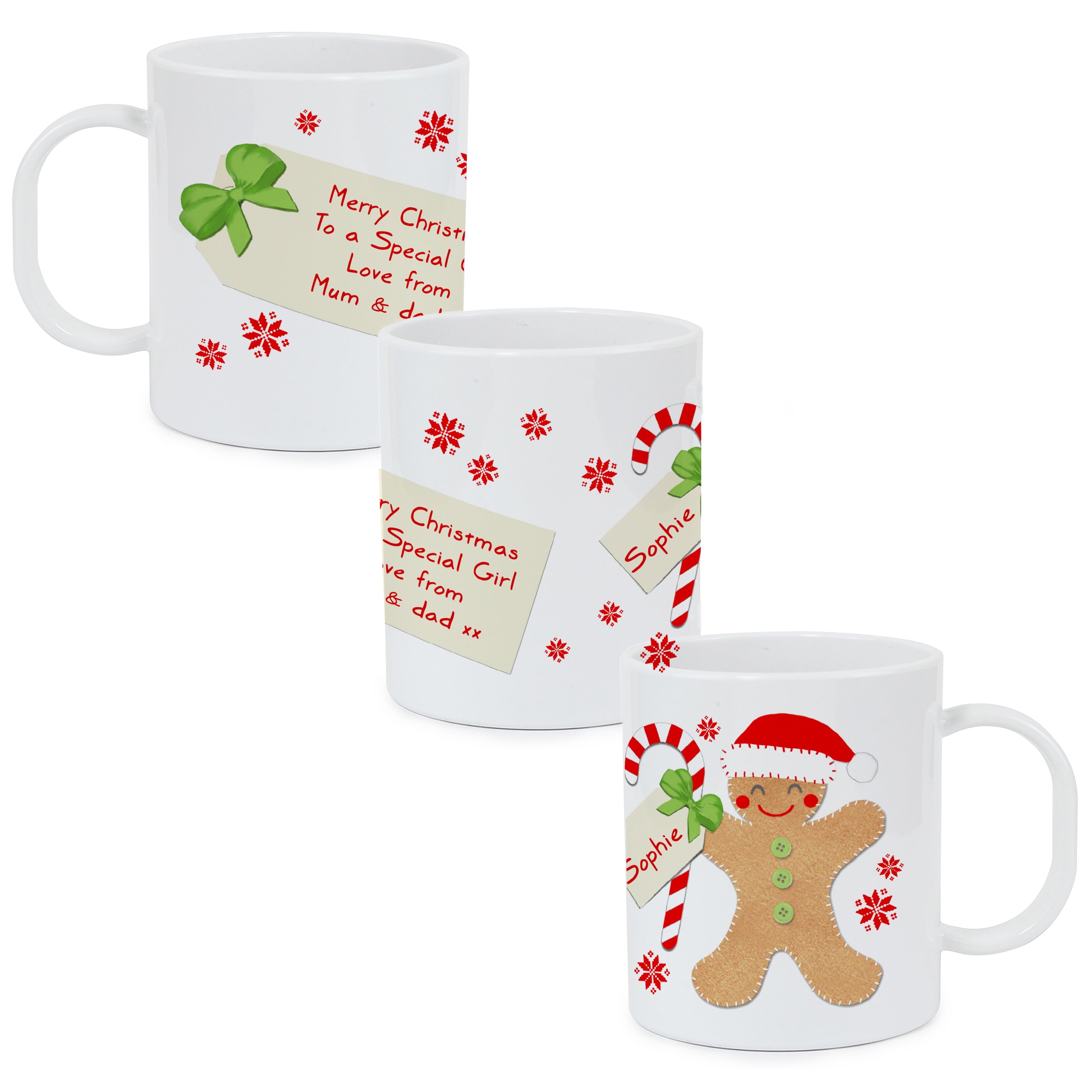 Personalised Felt Stitch Gingerbread Man Plastic Mug