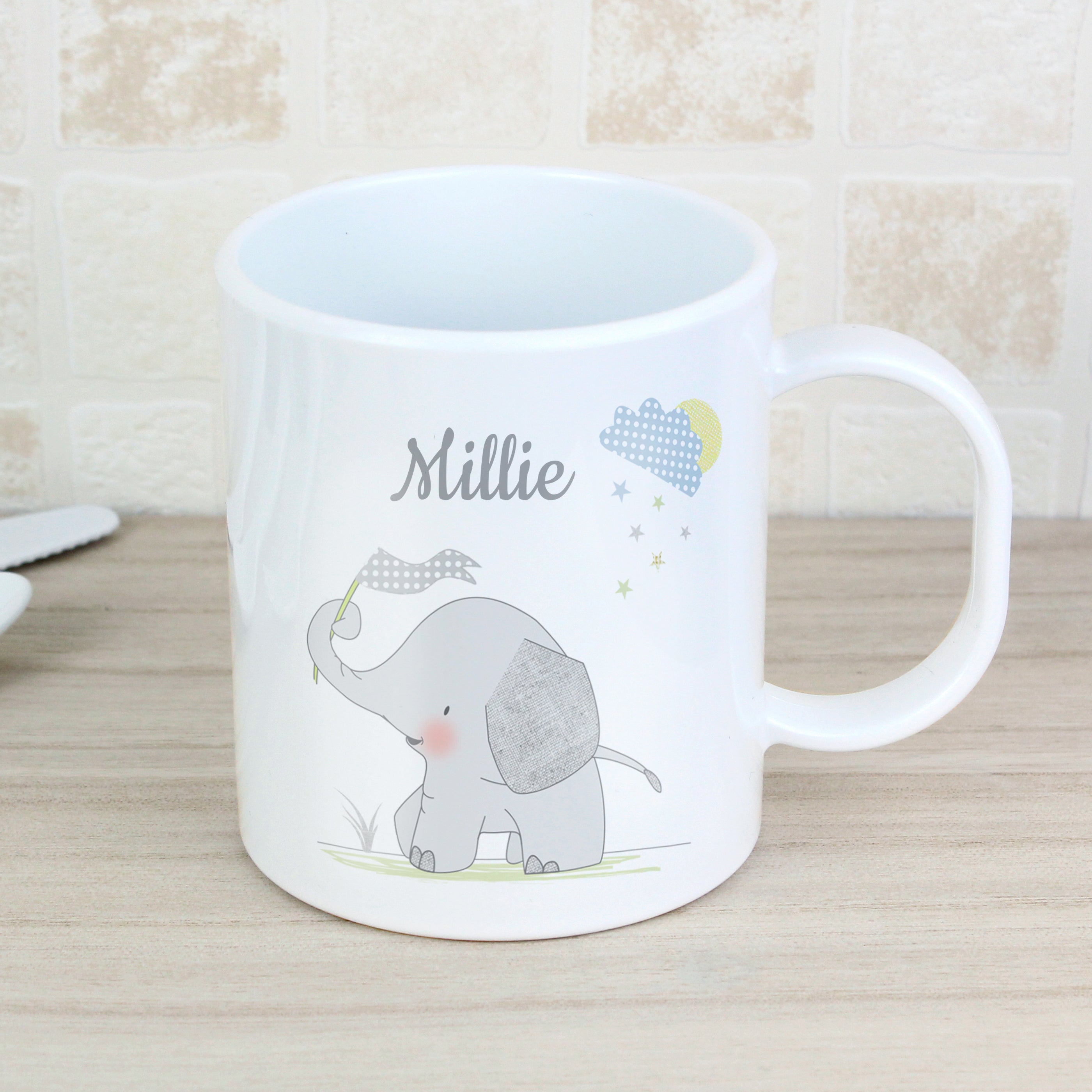 Personalised Hessian Elephant Plastic Mug