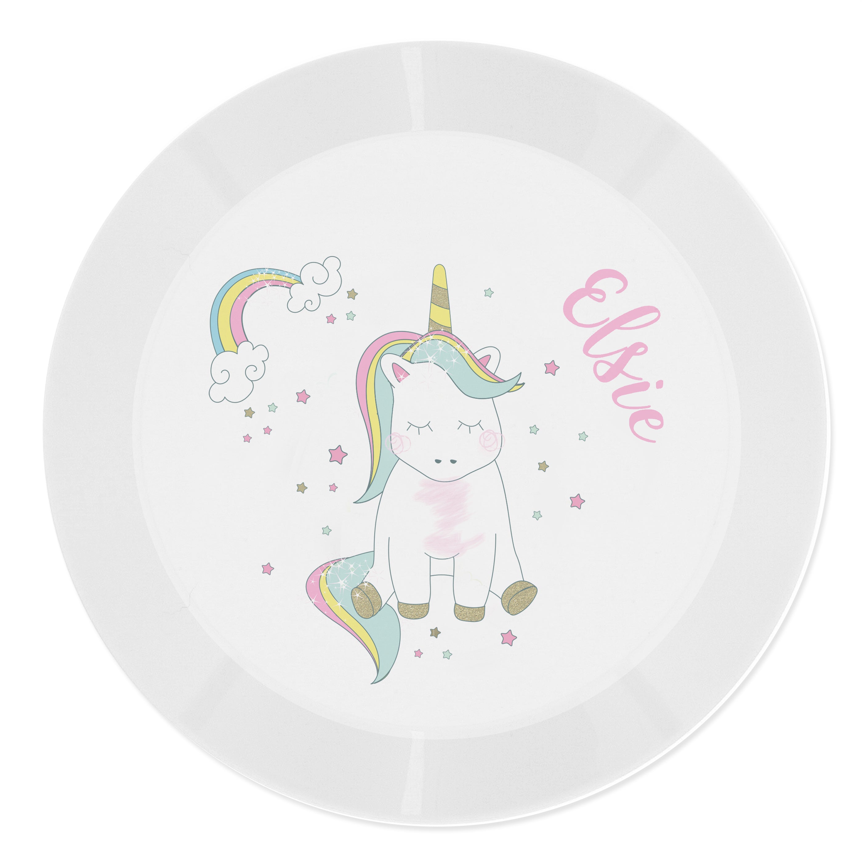 Personalised Baby Unicorn Plastic Plate