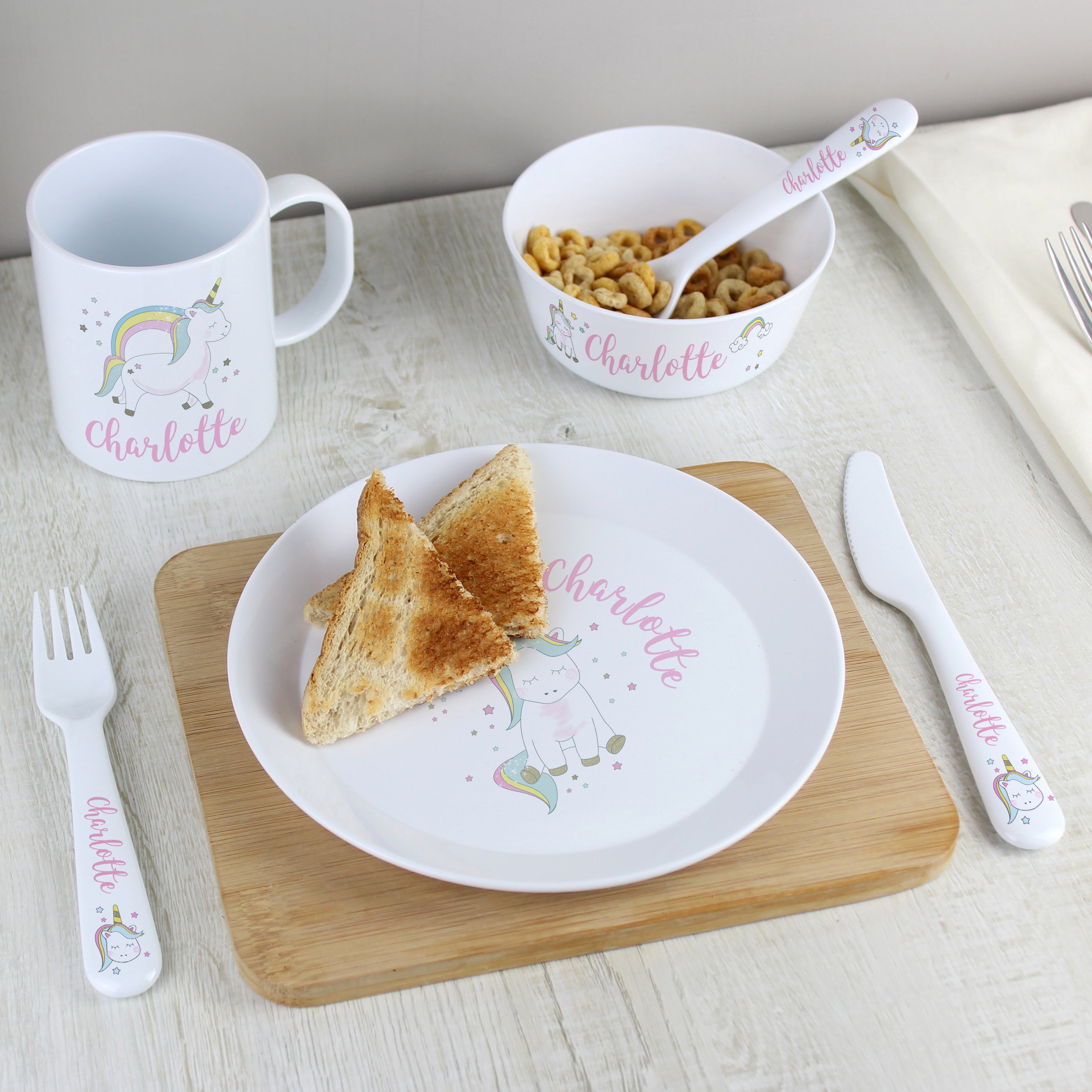 Personalised Baby Unicorn Plastic Cutlery