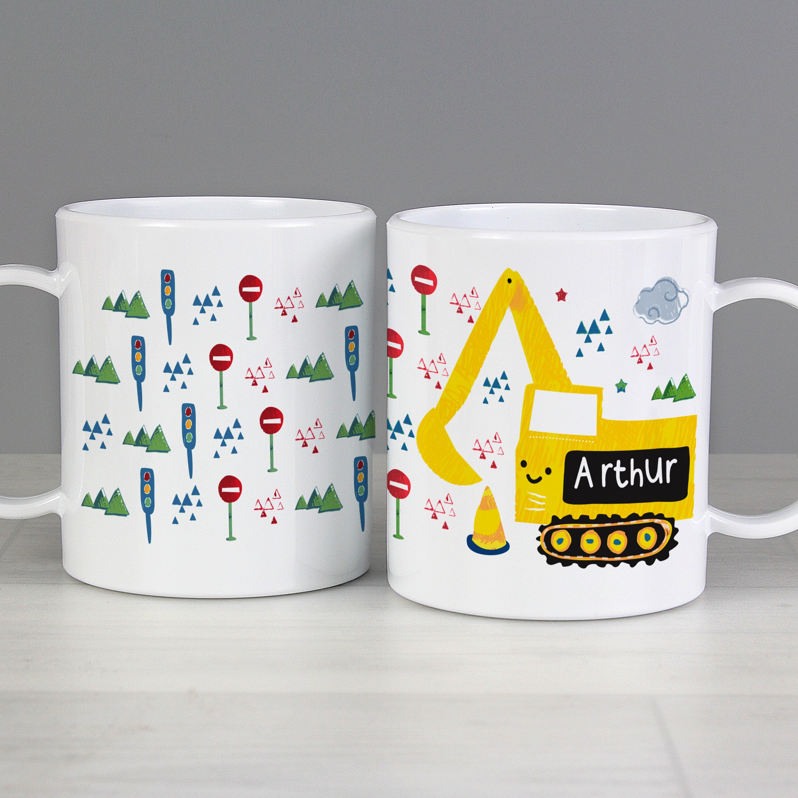 Personalised Digger Plastic Mug