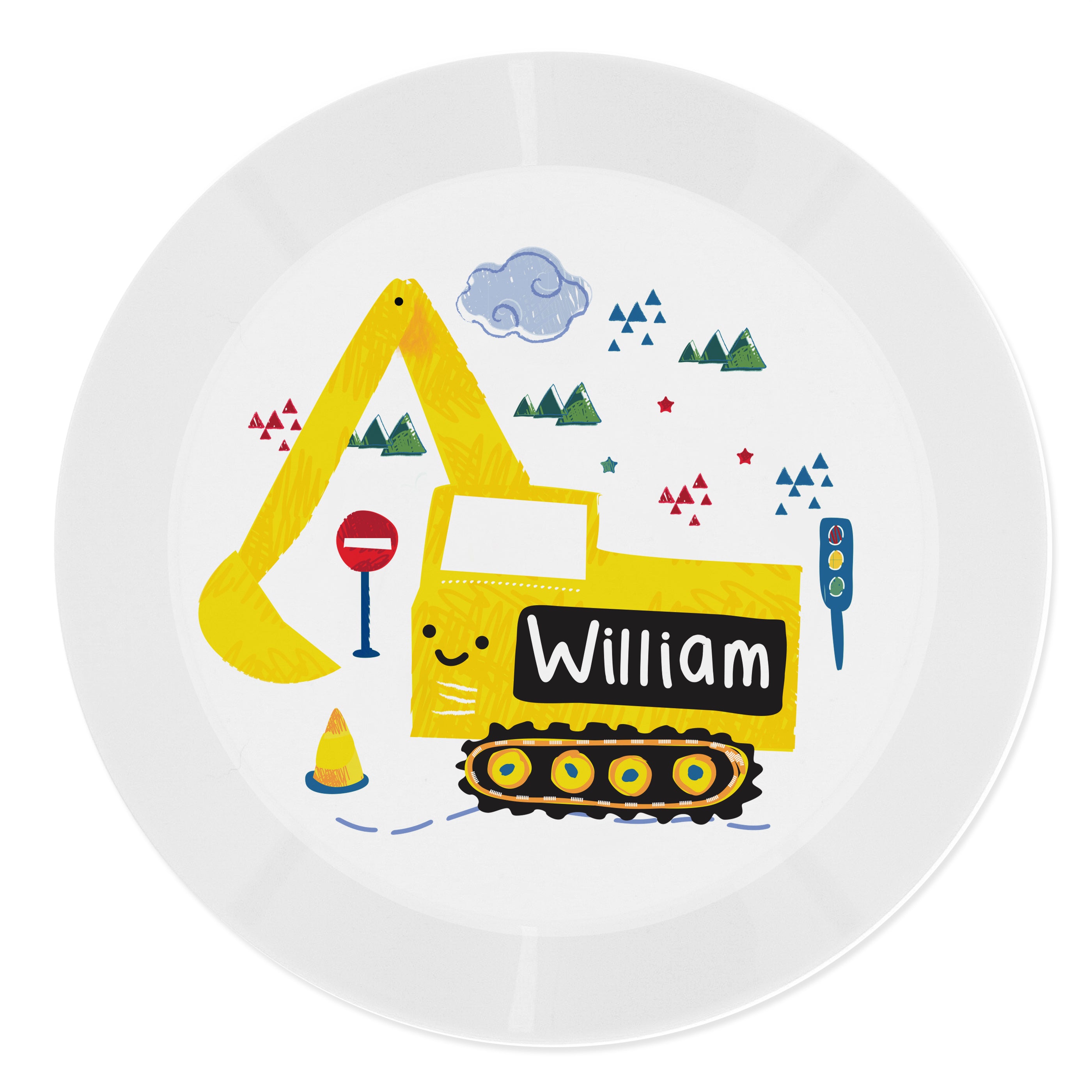 Personalised Digger Plastic Plate