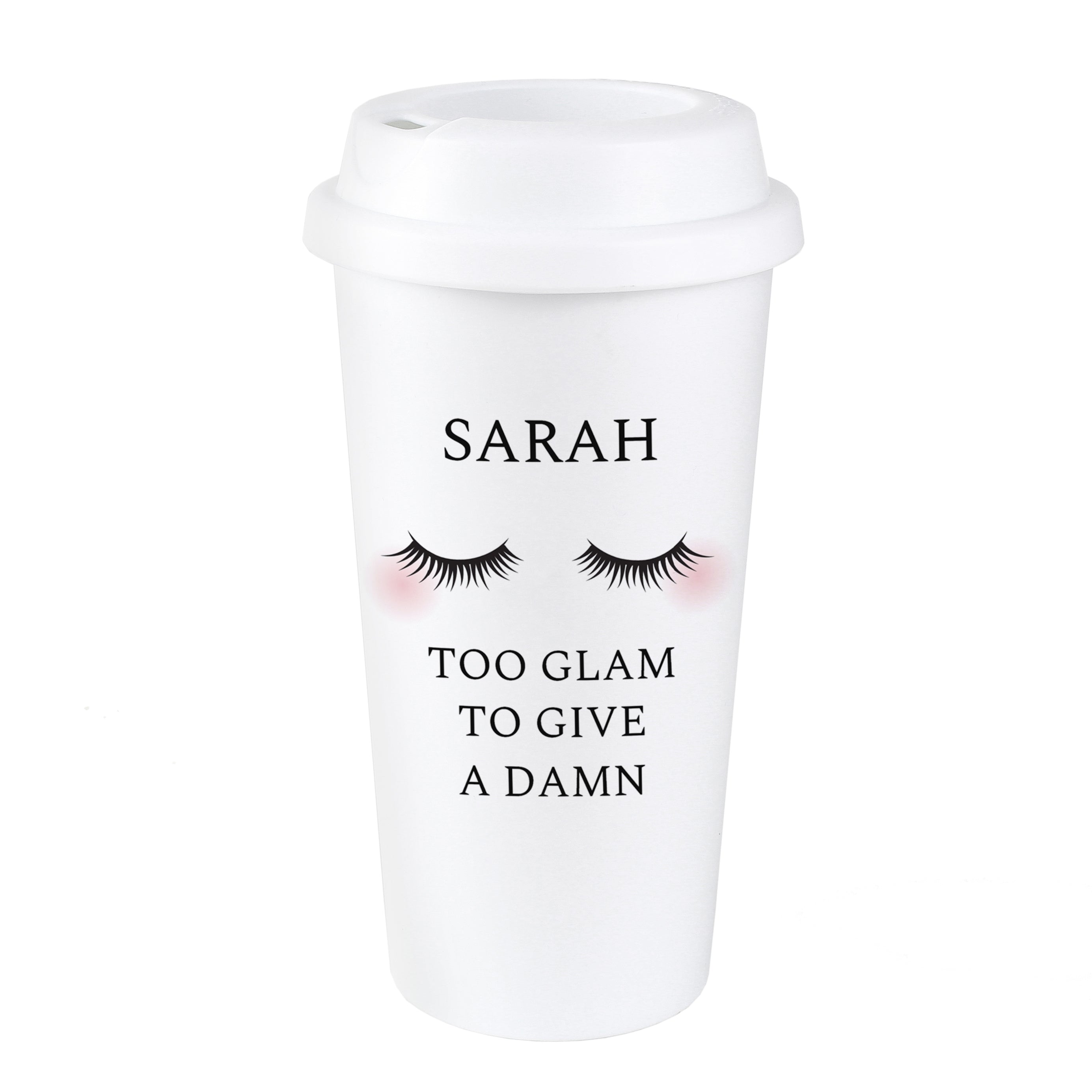 Personalised Eyelashes Insulated Reusable Eco Travel Cup