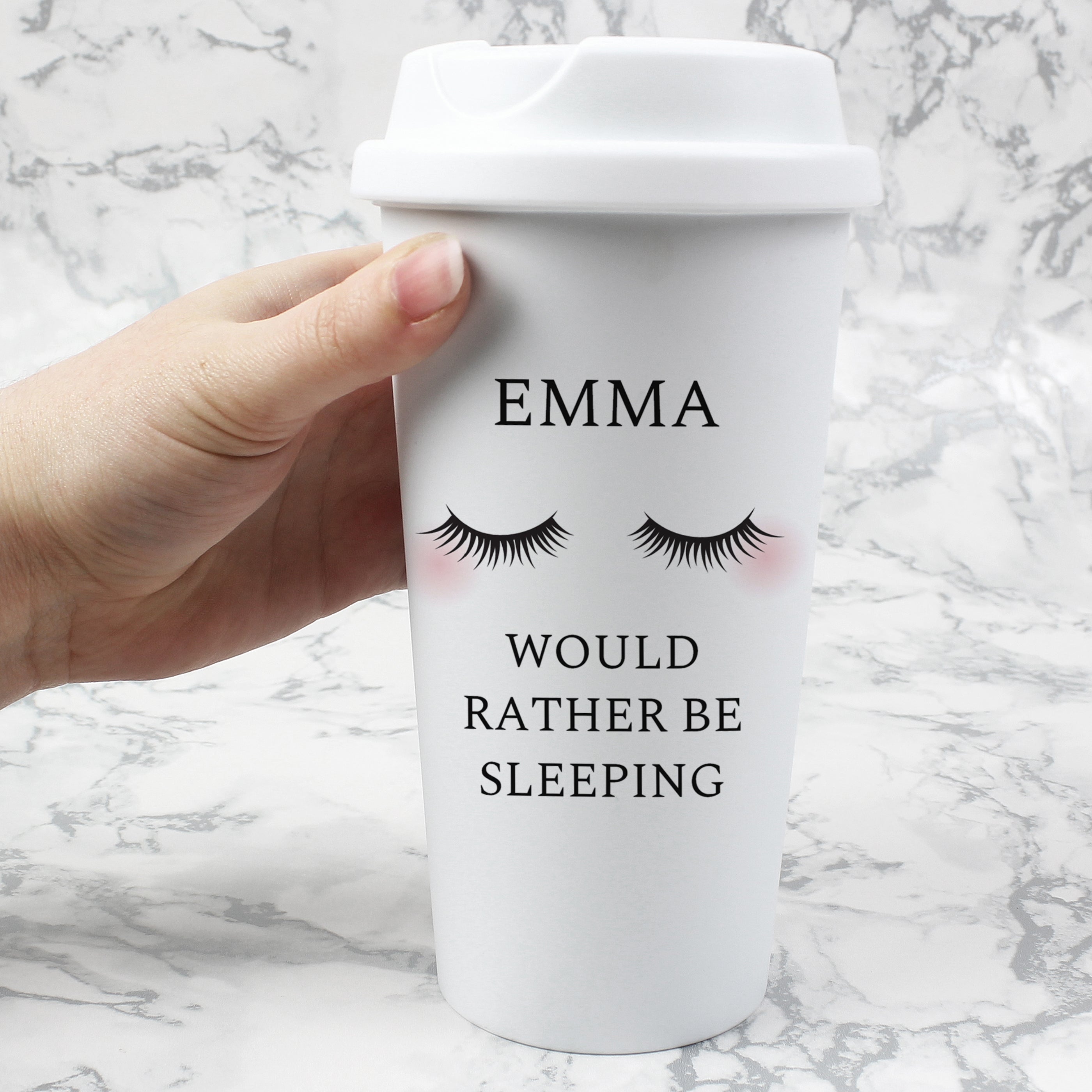 Personalised Eyelashes Insulated Reusable Eco Travel Cup