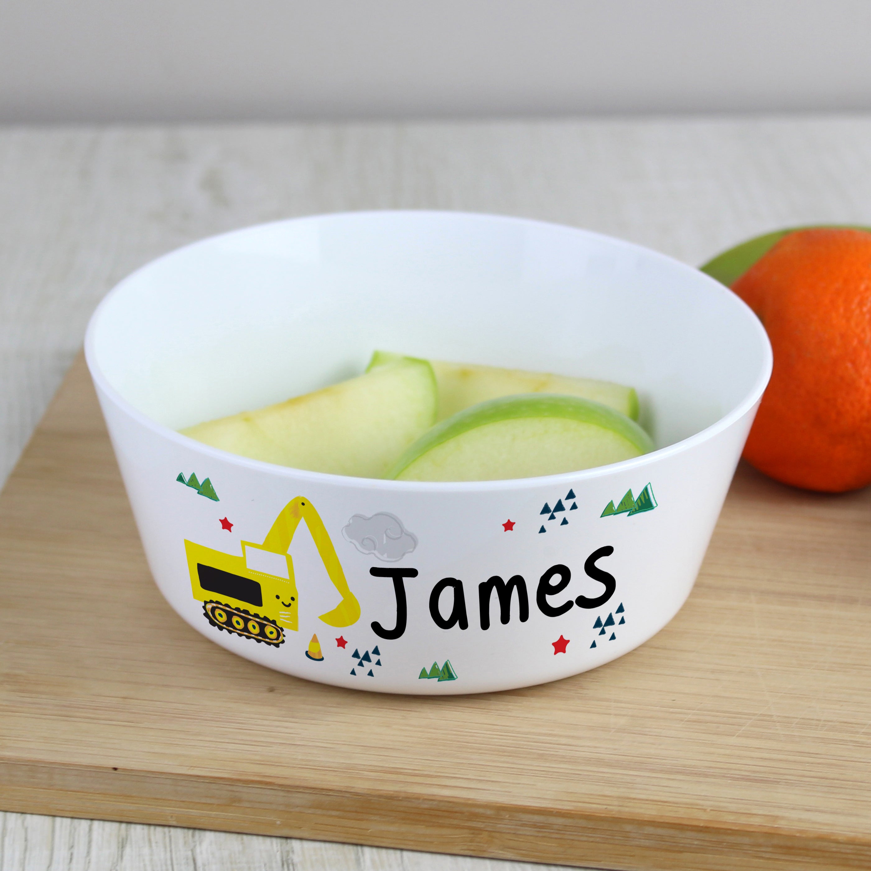 Personalised Digger Plastic Bowl