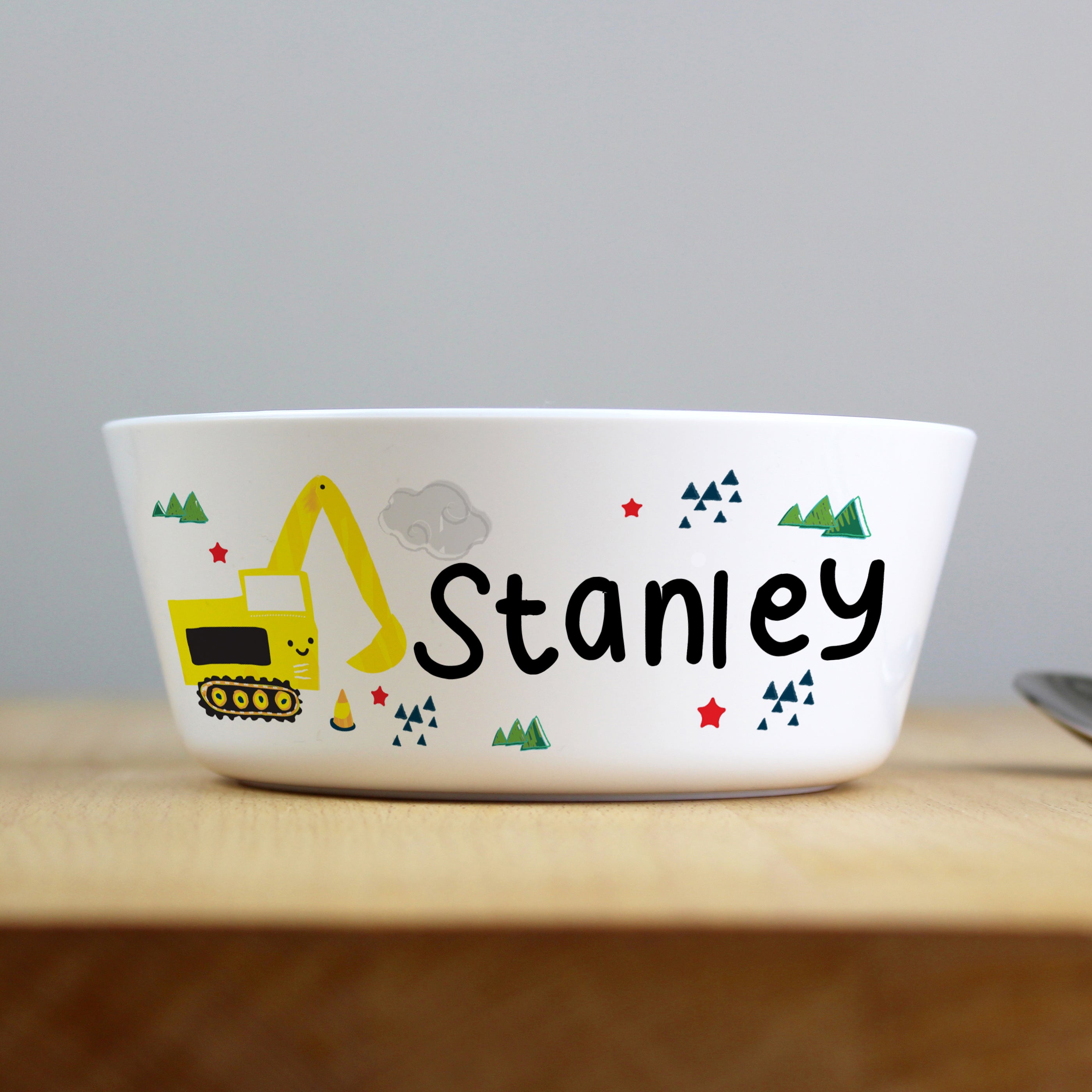 Personalised Digger Plastic Bowl