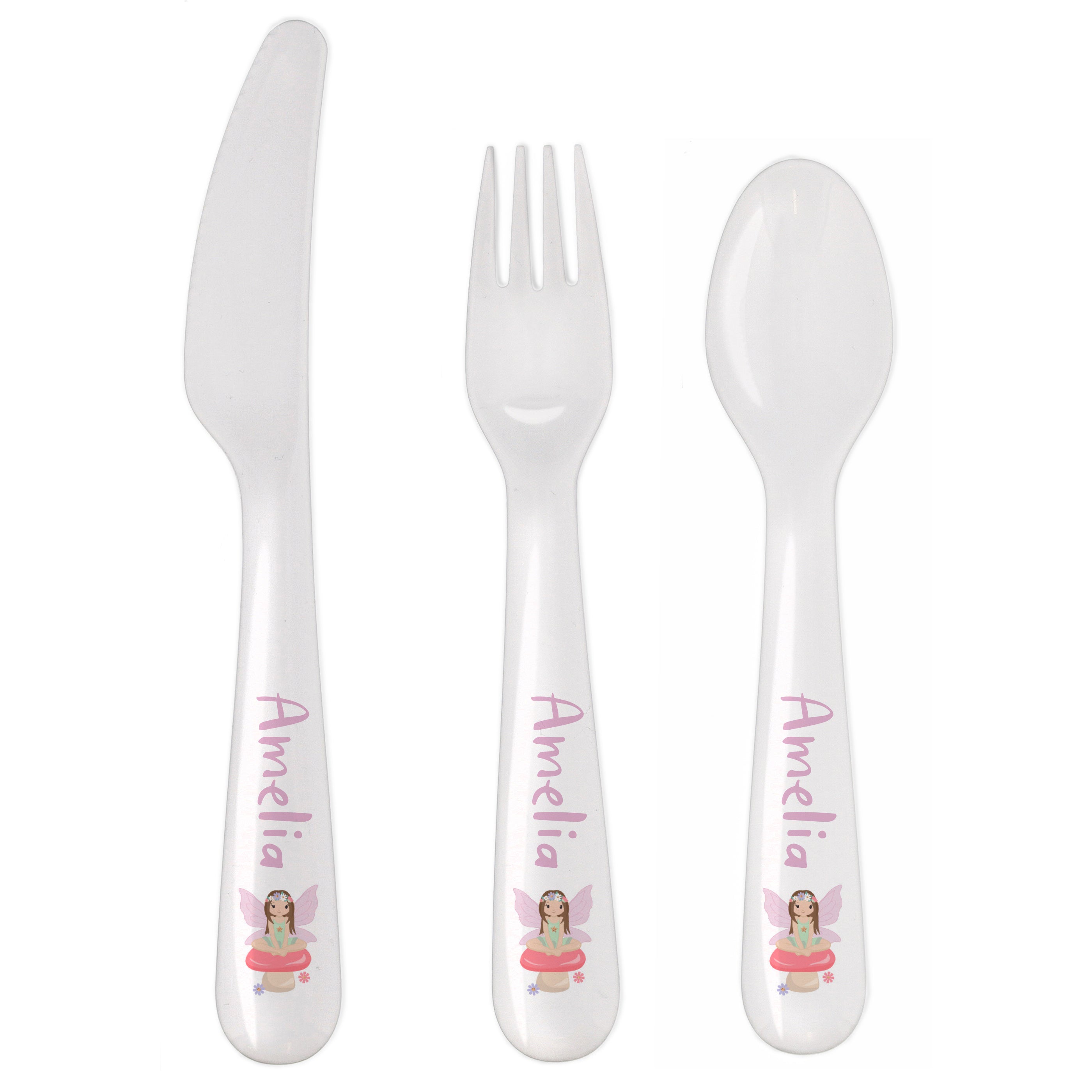 Personalised Toadstool Fairy Plastic Cutlery