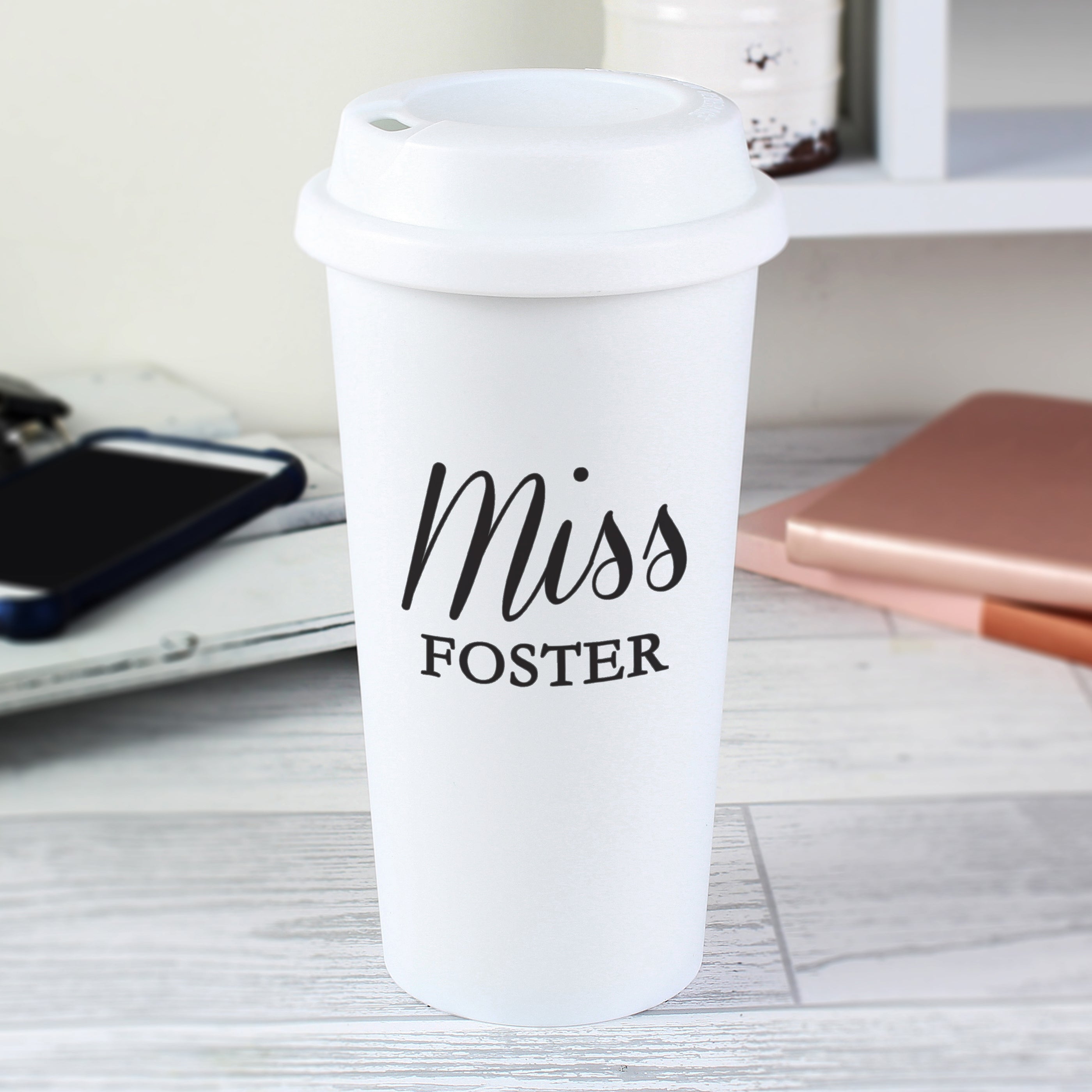 Personalised Free Text Insulated Reusable Eco Travel Cup