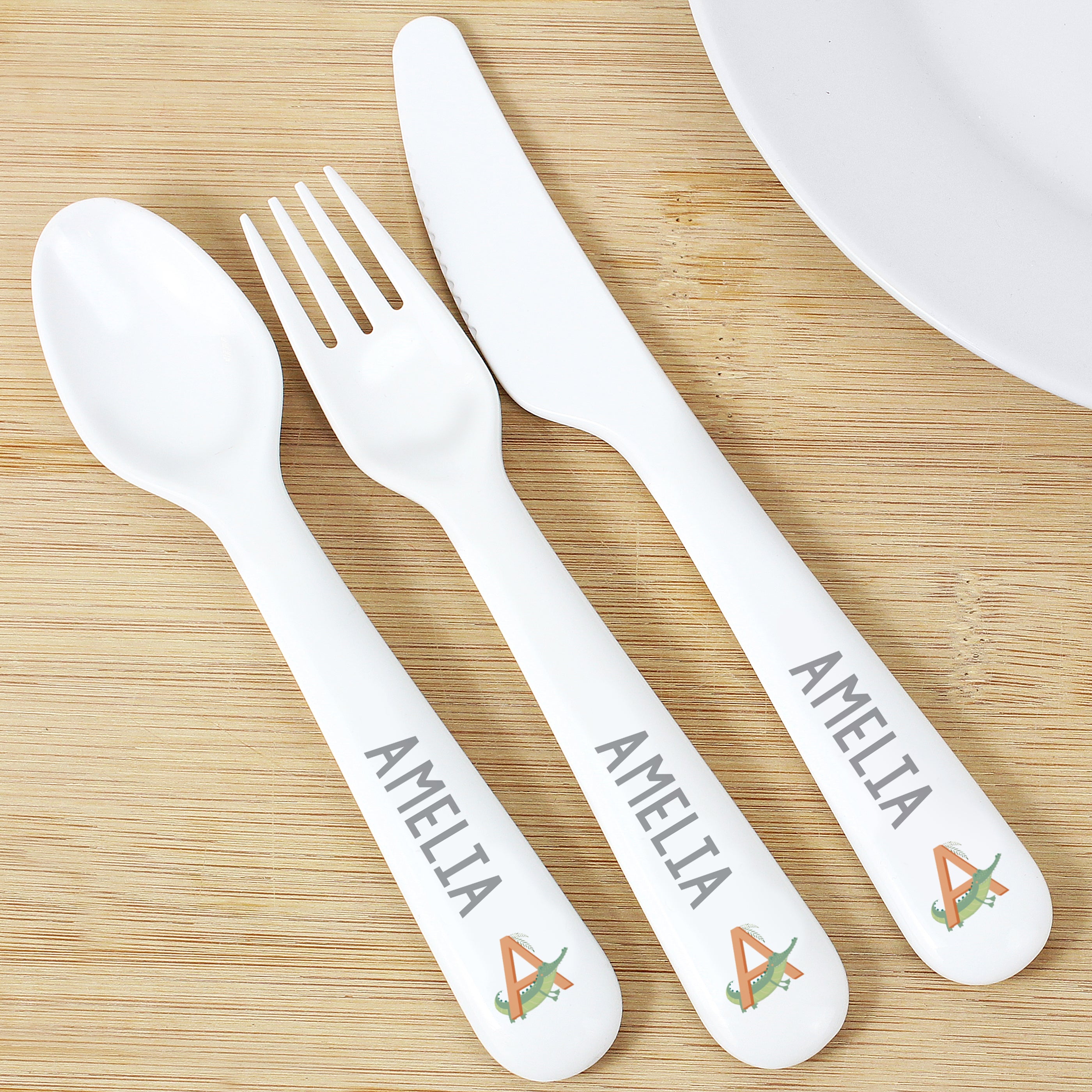 Personalised Animal Alphabet Plastic Cutlery