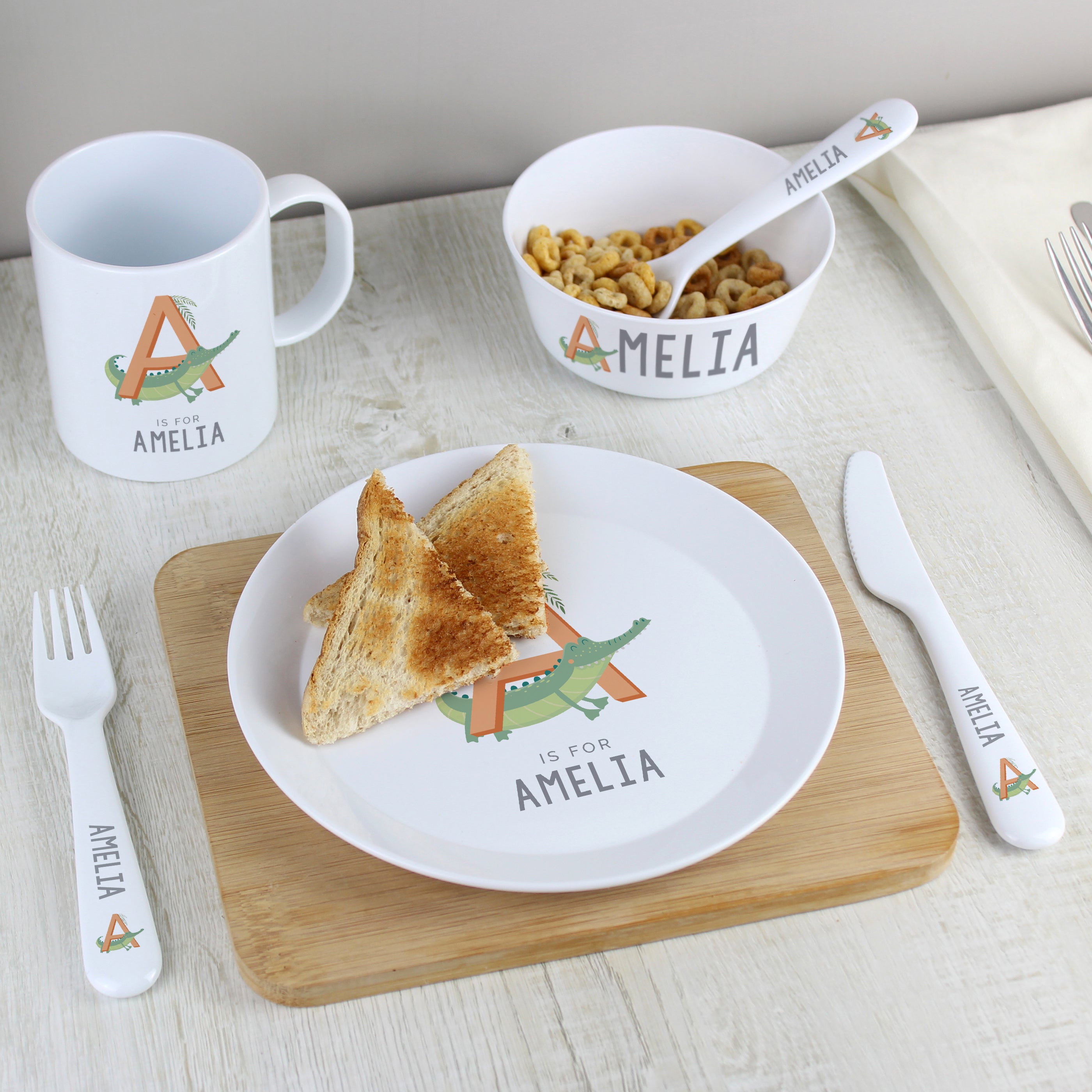 Personalised Animal Alphabet Plastic Cutlery