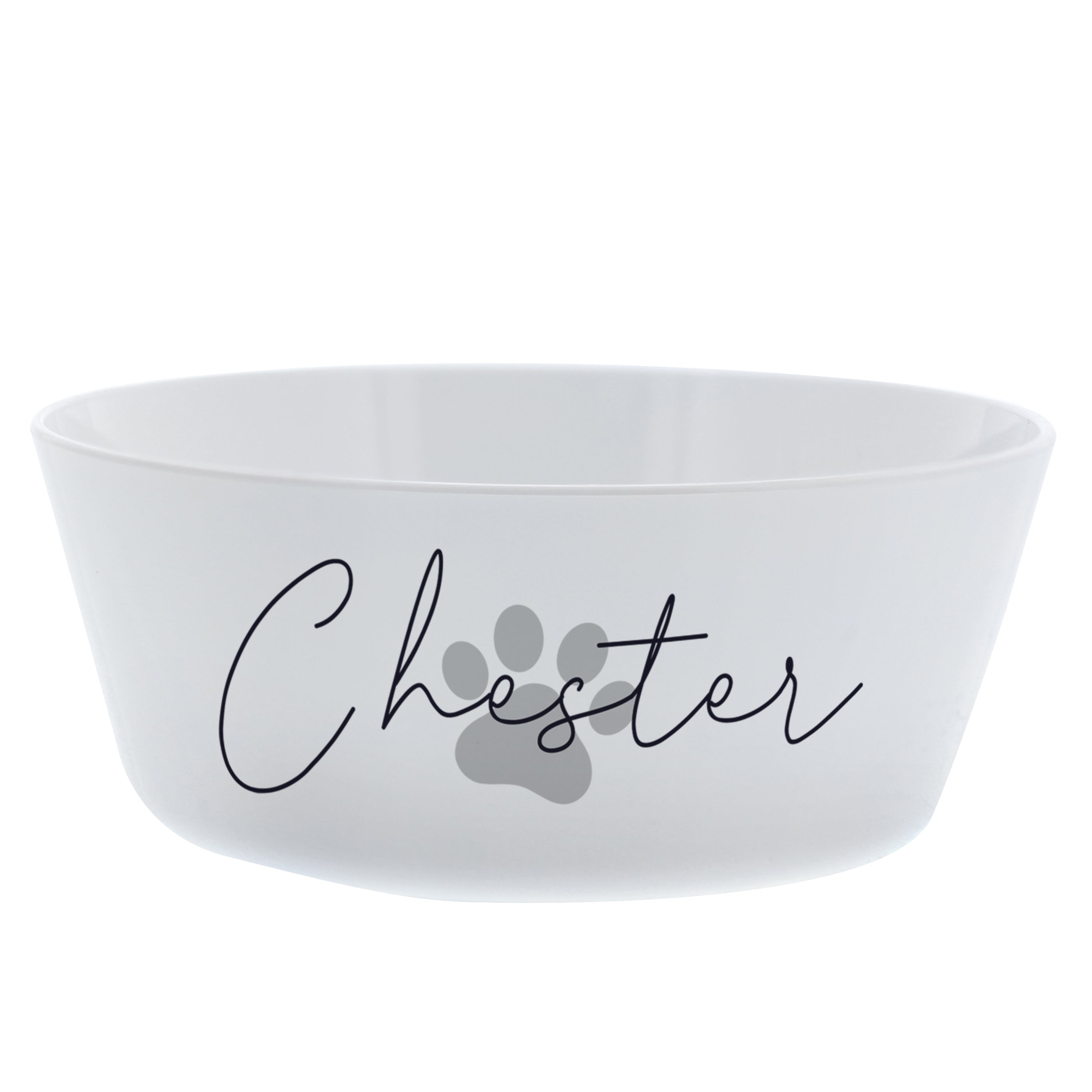 Personalised Grey Pawprint Plastic Cat Pet Bowl