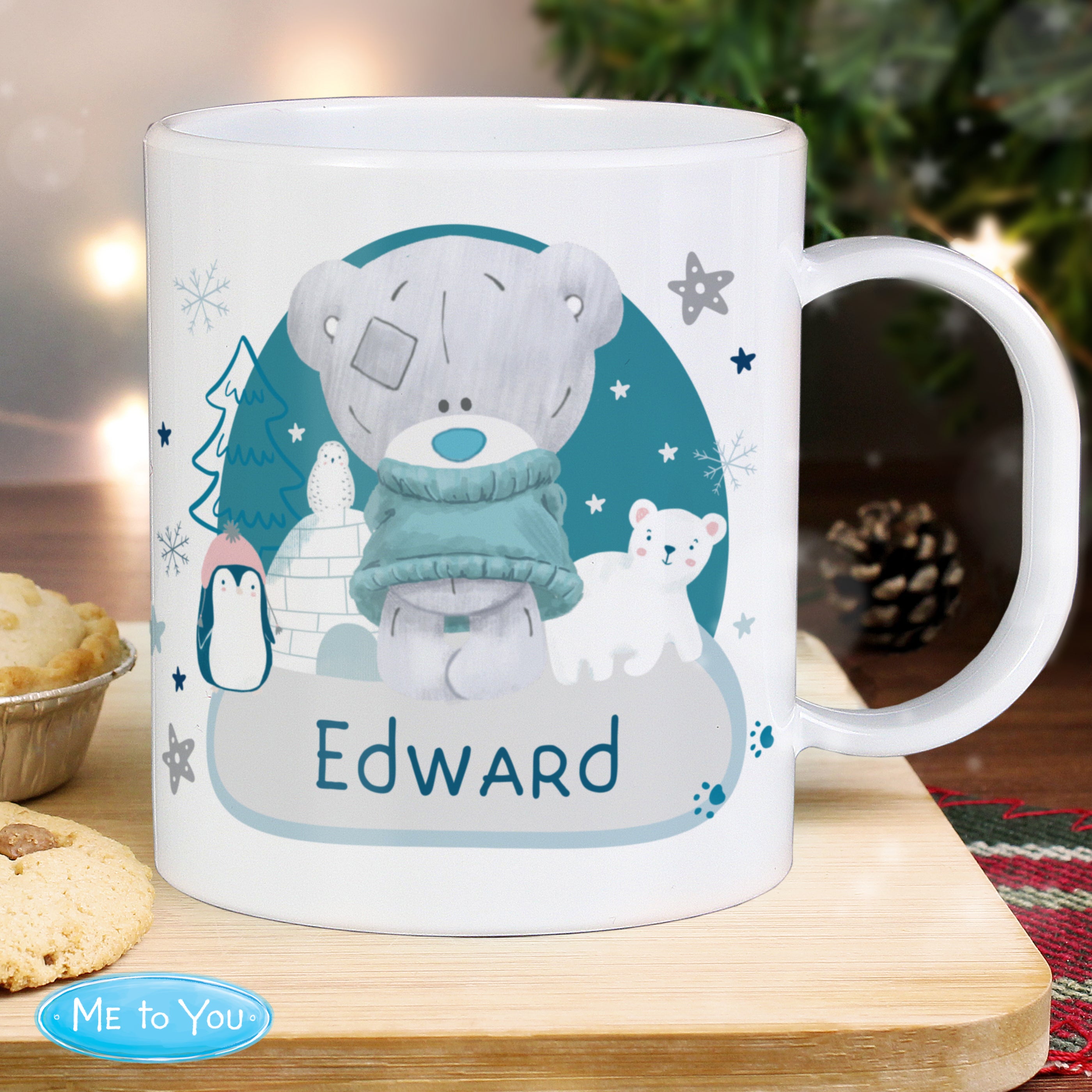 Personalised Winter Explorer Tiny Tatty Teddy Plastic Mug