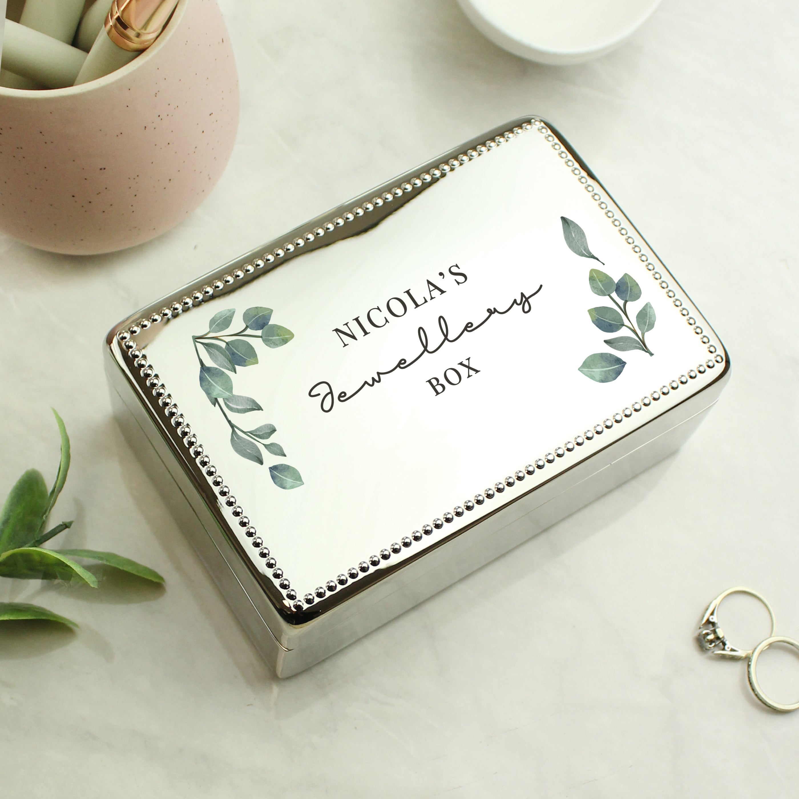 Personalised Botanical Rectangular Jewellery Box