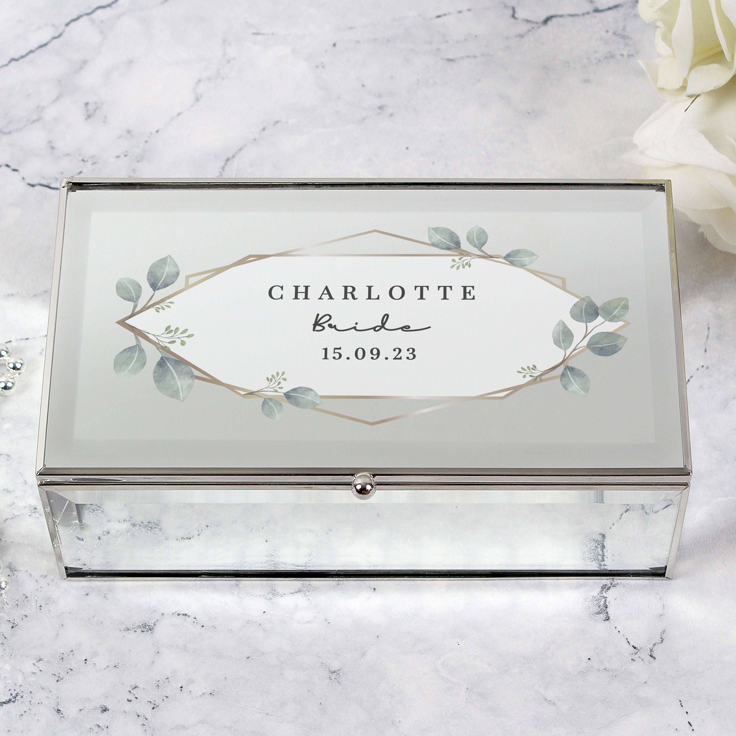 Personalised Botanical Mirrored Jewellery Box