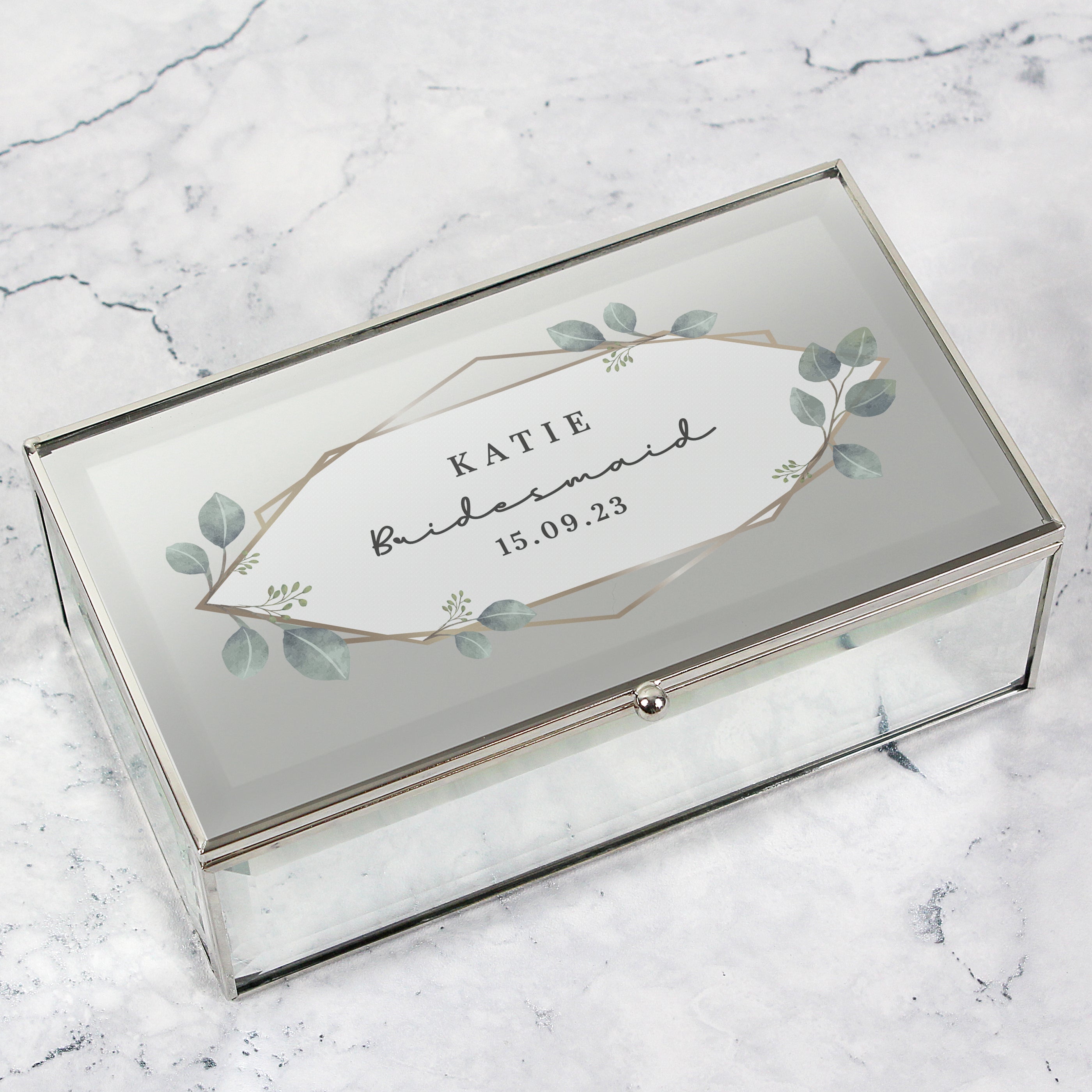 Personalised Botanical Mirrored Jewellery Box