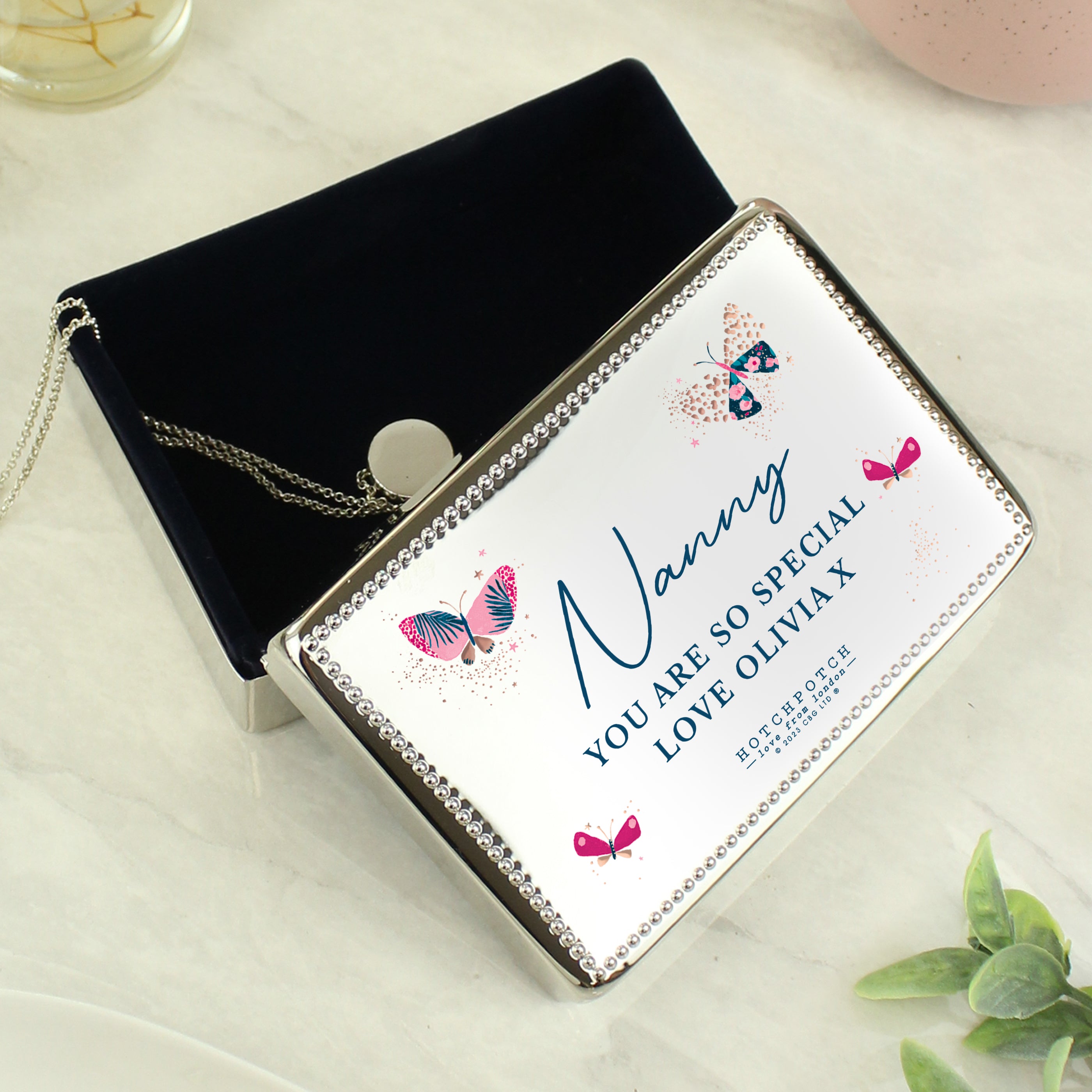 Personalised Hotchpotch Butterfly Rectangular Jewellery Box