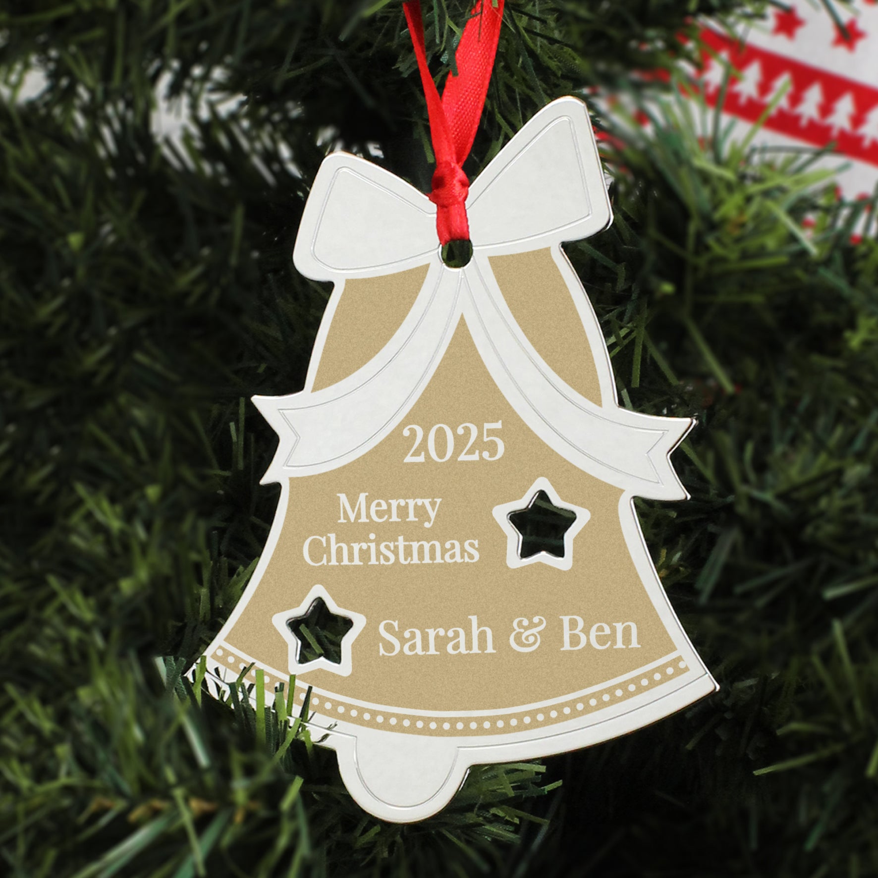 Personalised Golden Christmas Bell Decoration