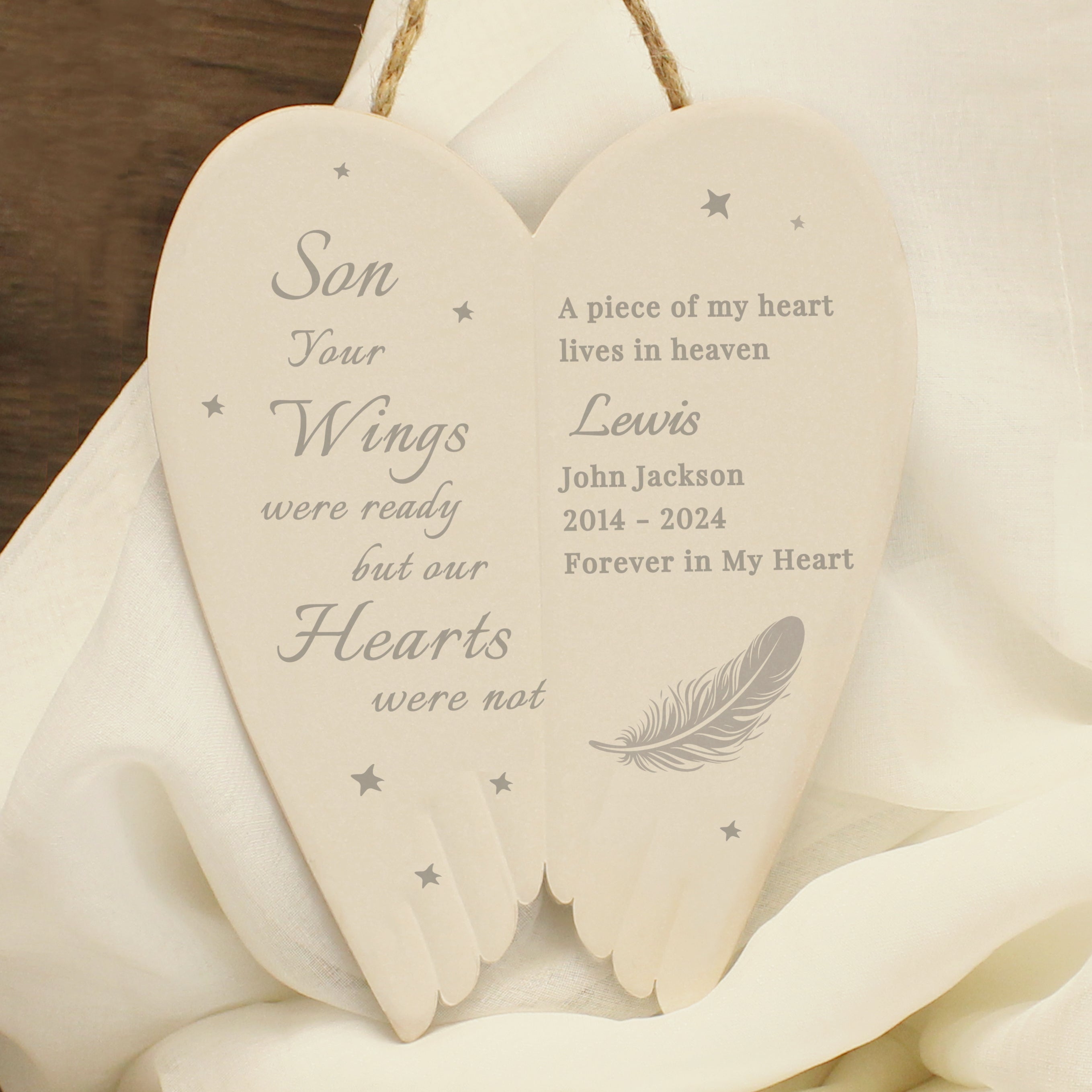 Personalised Memorial Angel Wings Hanging Ornament