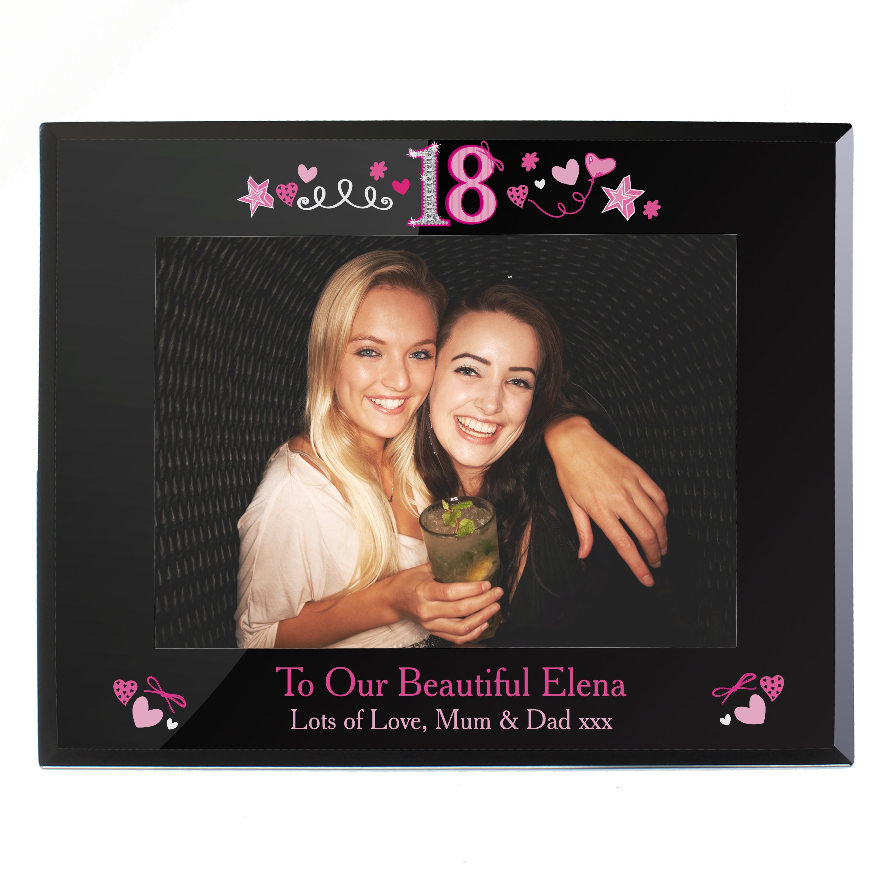 Personalised 18th Birthday Black Glass 5x7 Frame