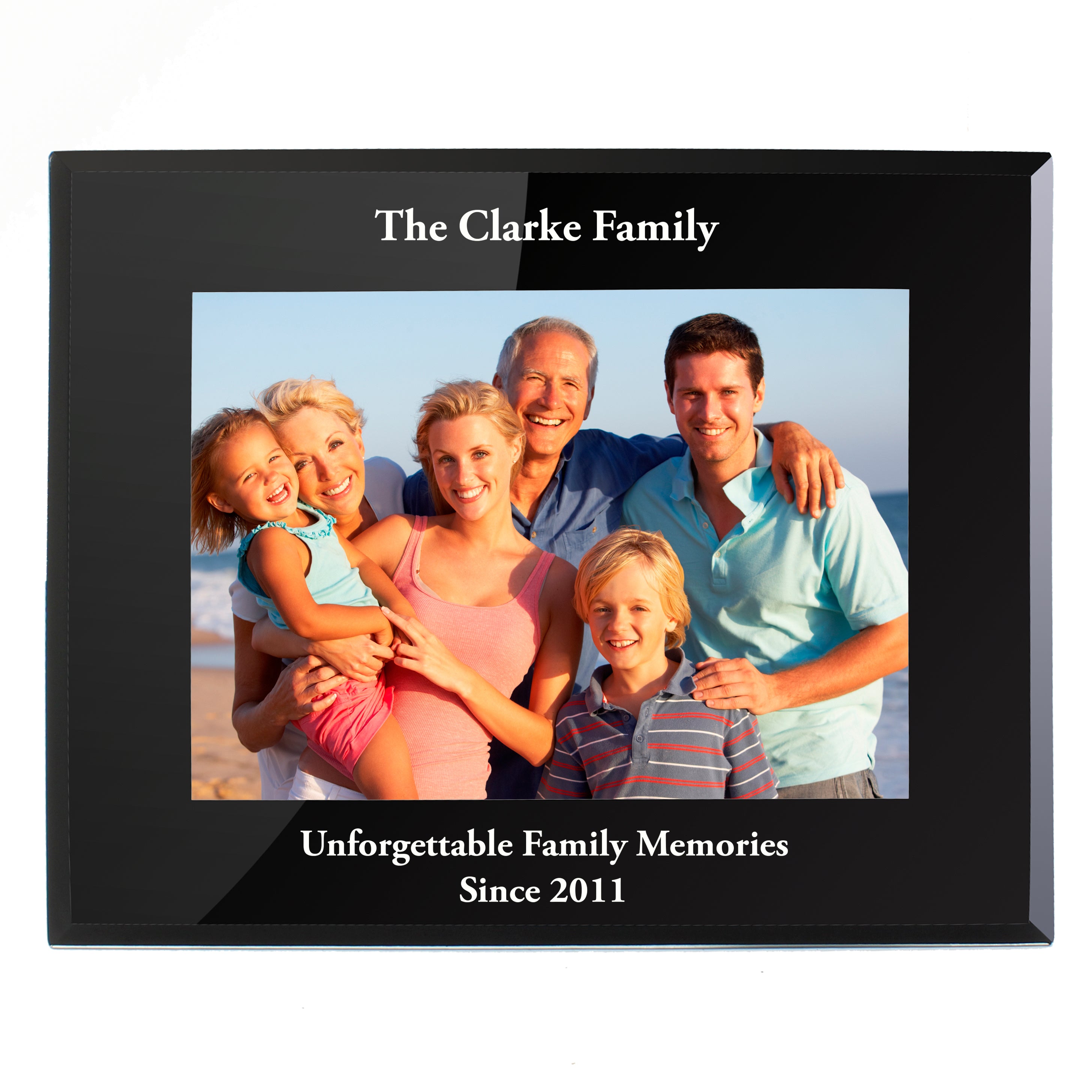 Personalised 5x7 Landscape Black Glass Photo Frame