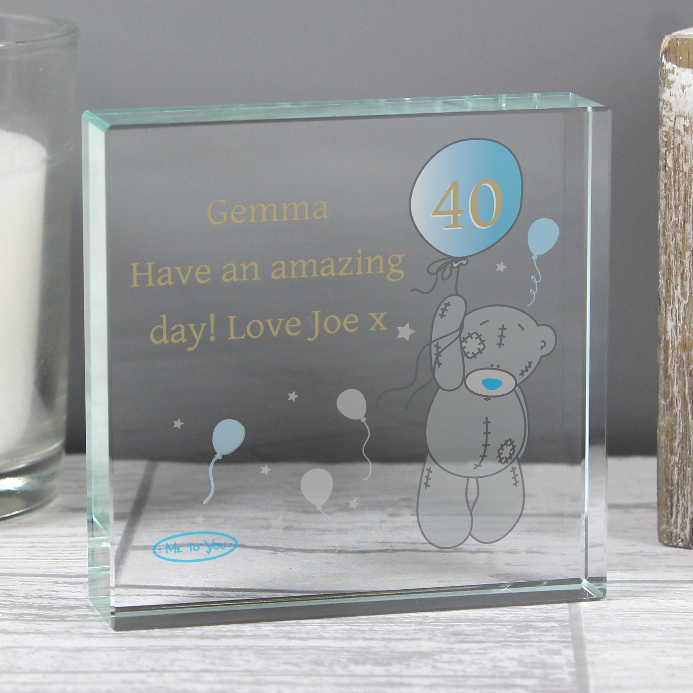 Personalised Me To You Balloon Crystal Token