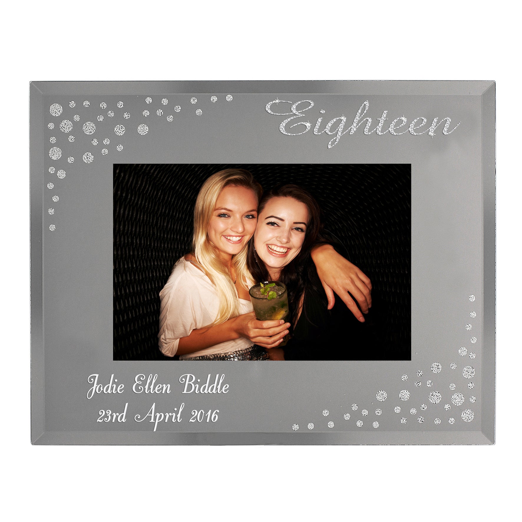 Personalised Eighteen Diamante 6x4 Glass Photo Frame