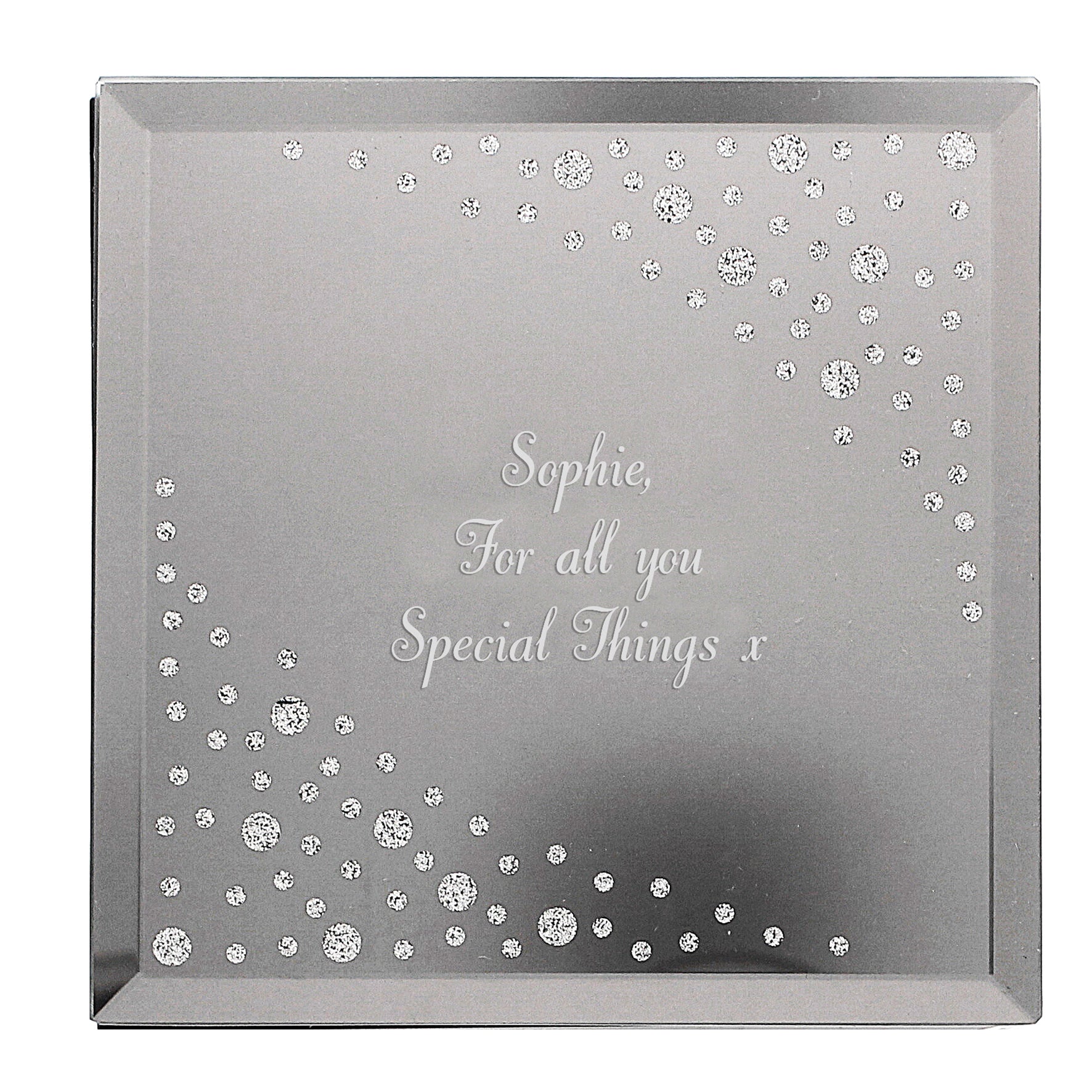 Personalised Any Message Diamante Glass Trinket Box