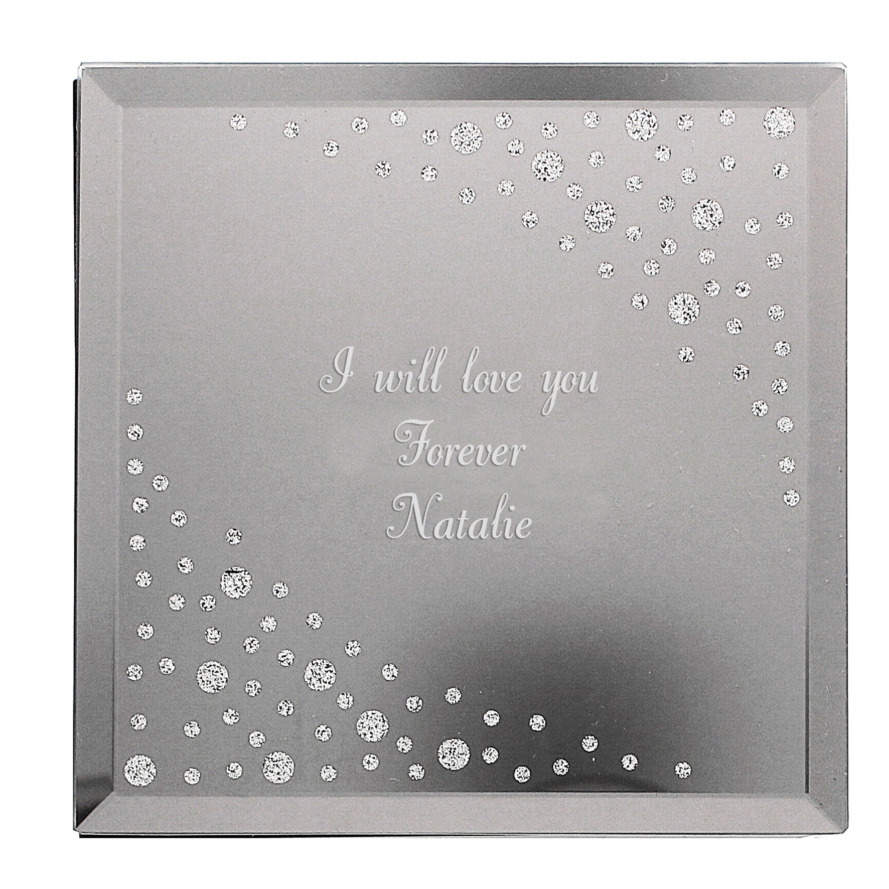 Personalised Any Message Diamante Glass Trinket Box