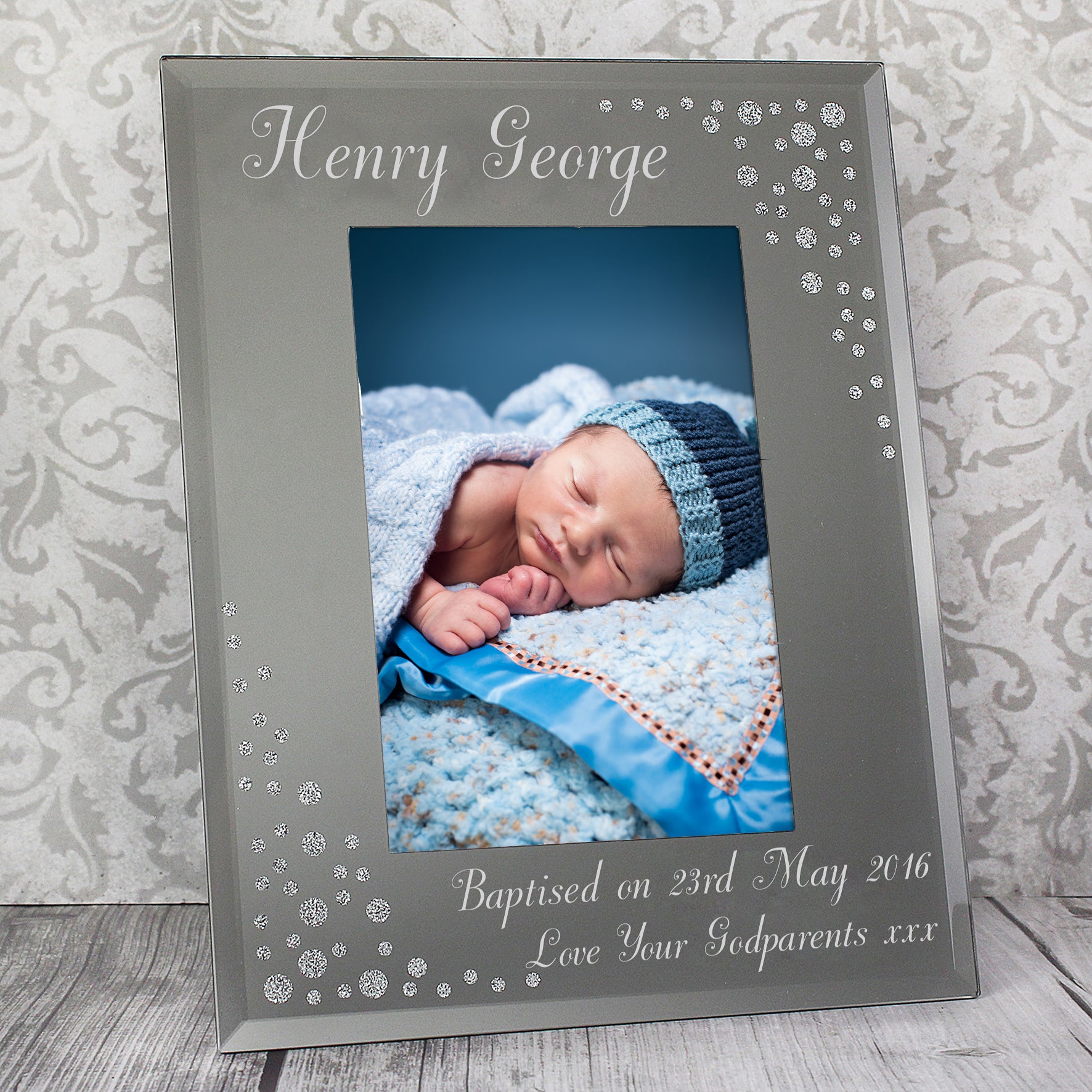 Personalised Any Message 6x4 Diamante Glass Photo Frame