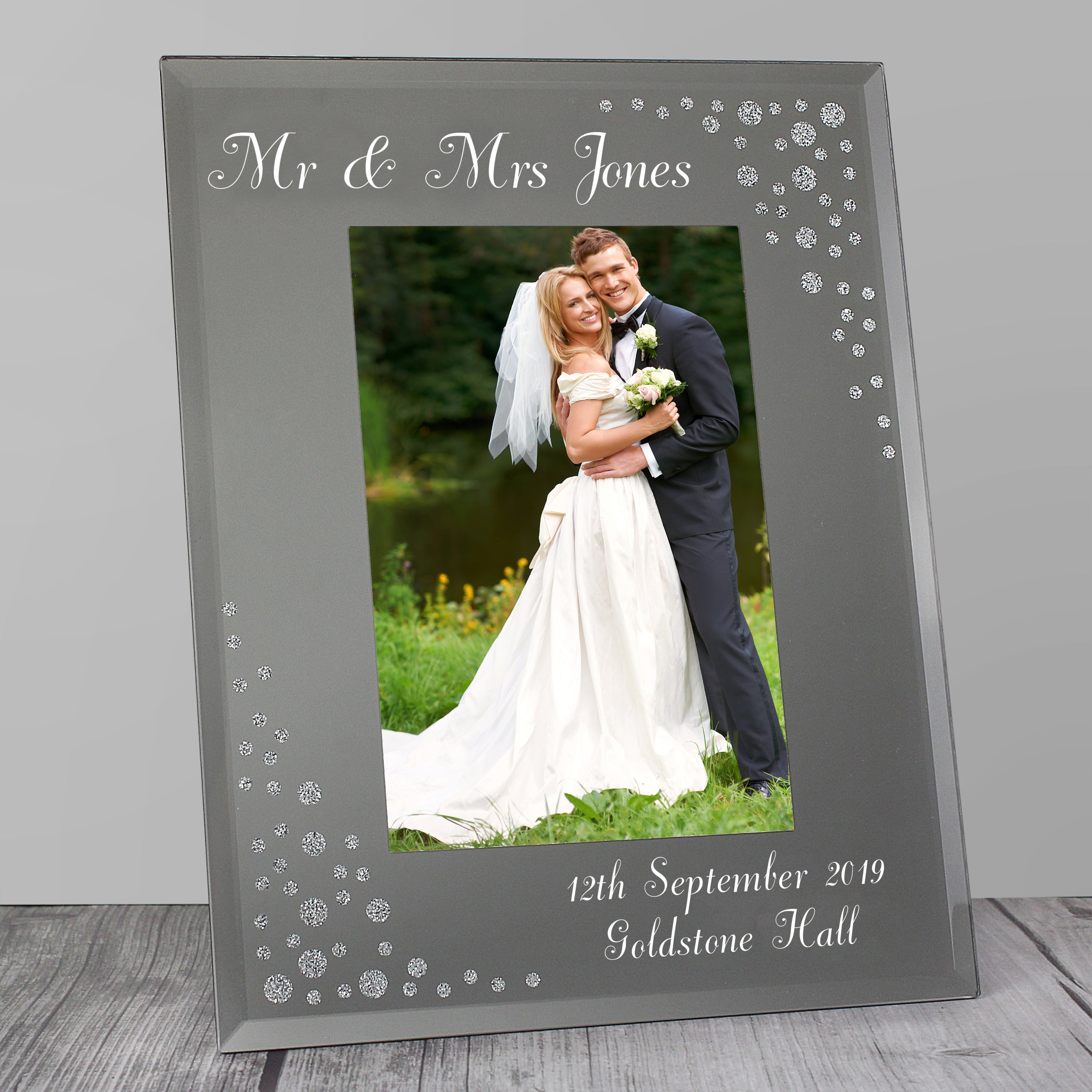 Personalised Any Message 6x4 Diamante Glass Photo Frame