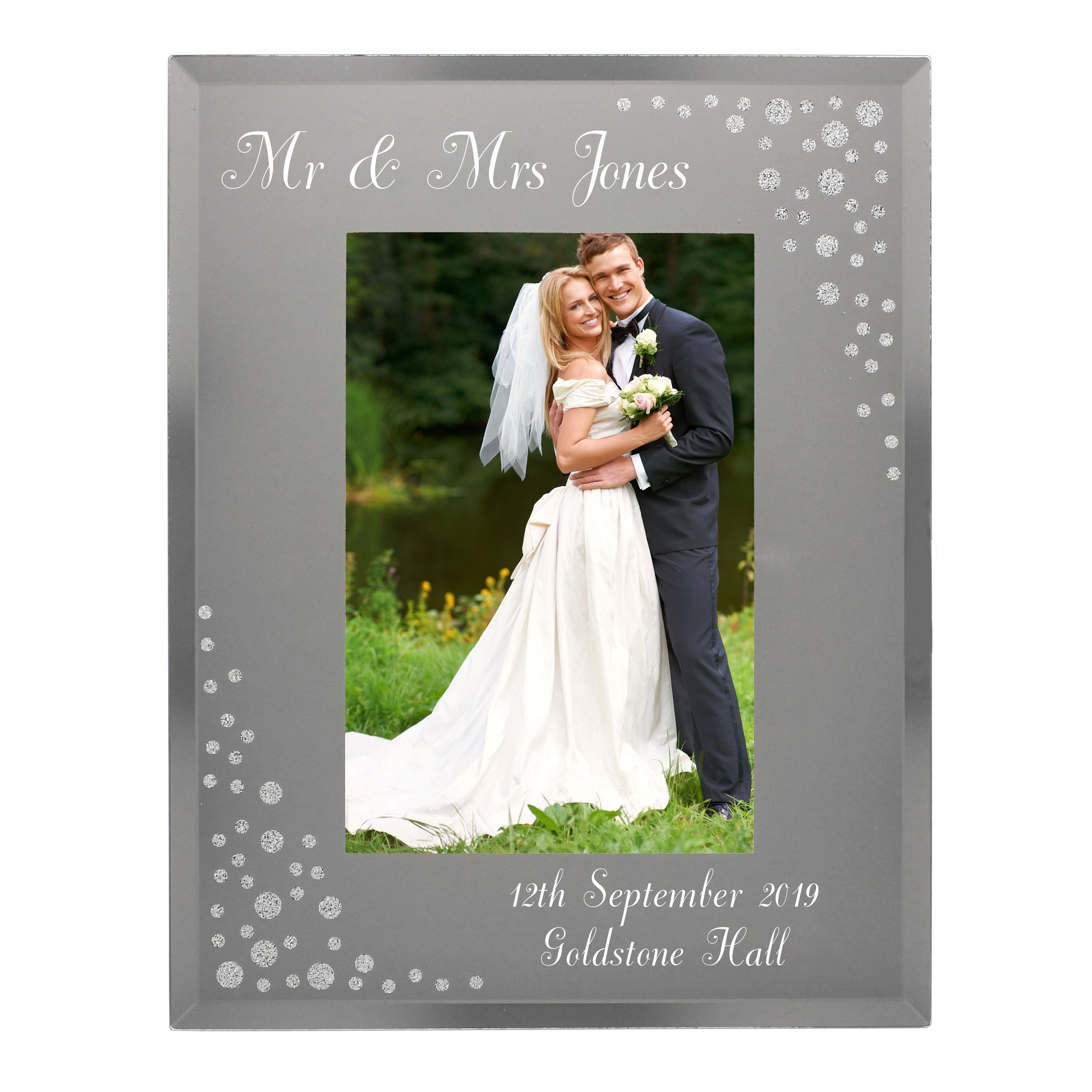 Personalised Any Message 6x4 Diamante Glass Photo Frame