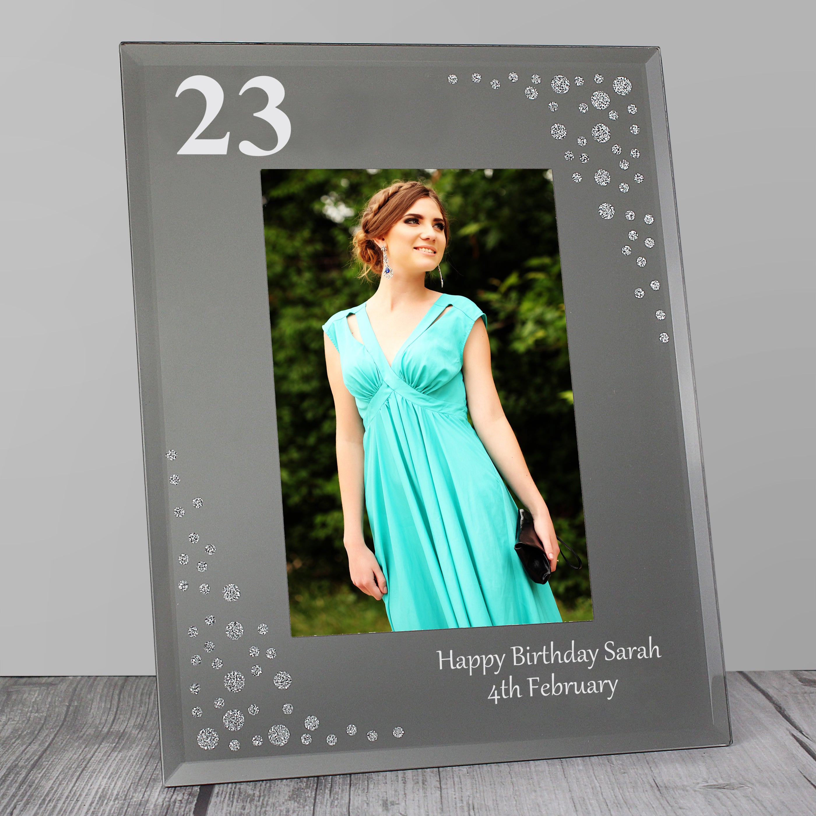 Personalised Big Age 6x4 Diamante Glass Photo Frame